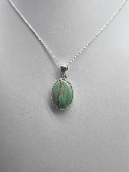 Variscite Tranquility Pendant 22x16mm – 925 Silver Chain Included Crystal Wellness