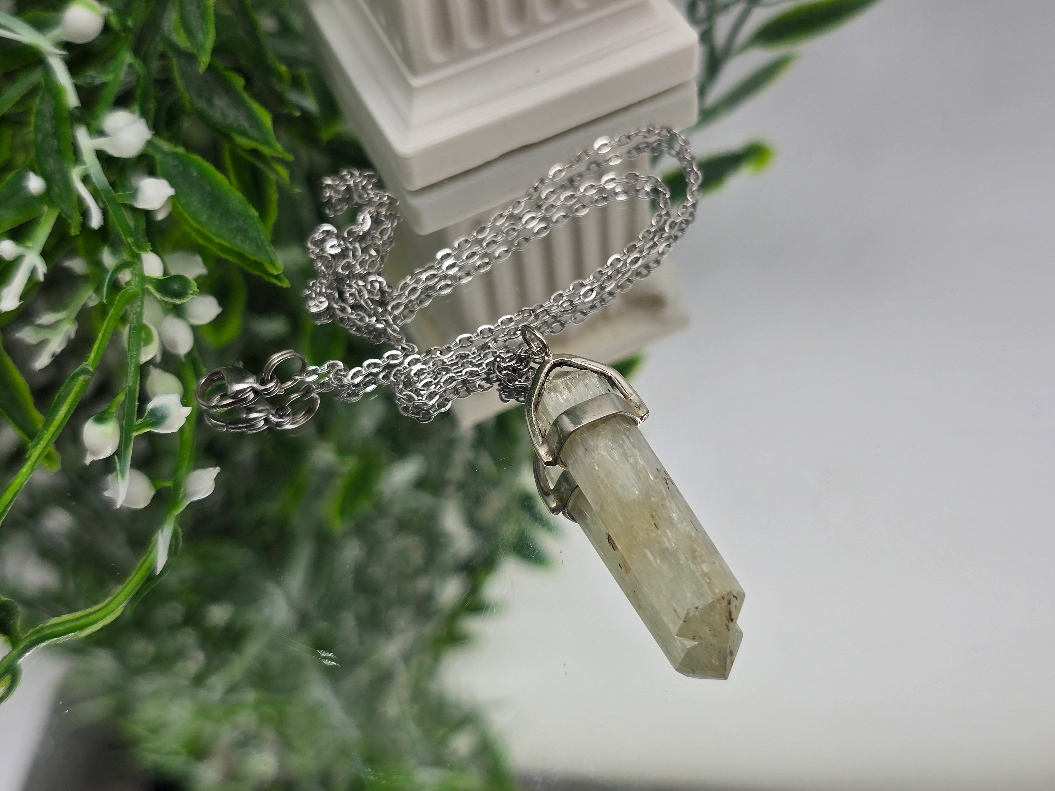 ✨ Hiddenite “Heart of Renewal” Double-Terminated 925 Sterling Silver Pendant (Stone of Emotional Rebirth) Crystal Wellness