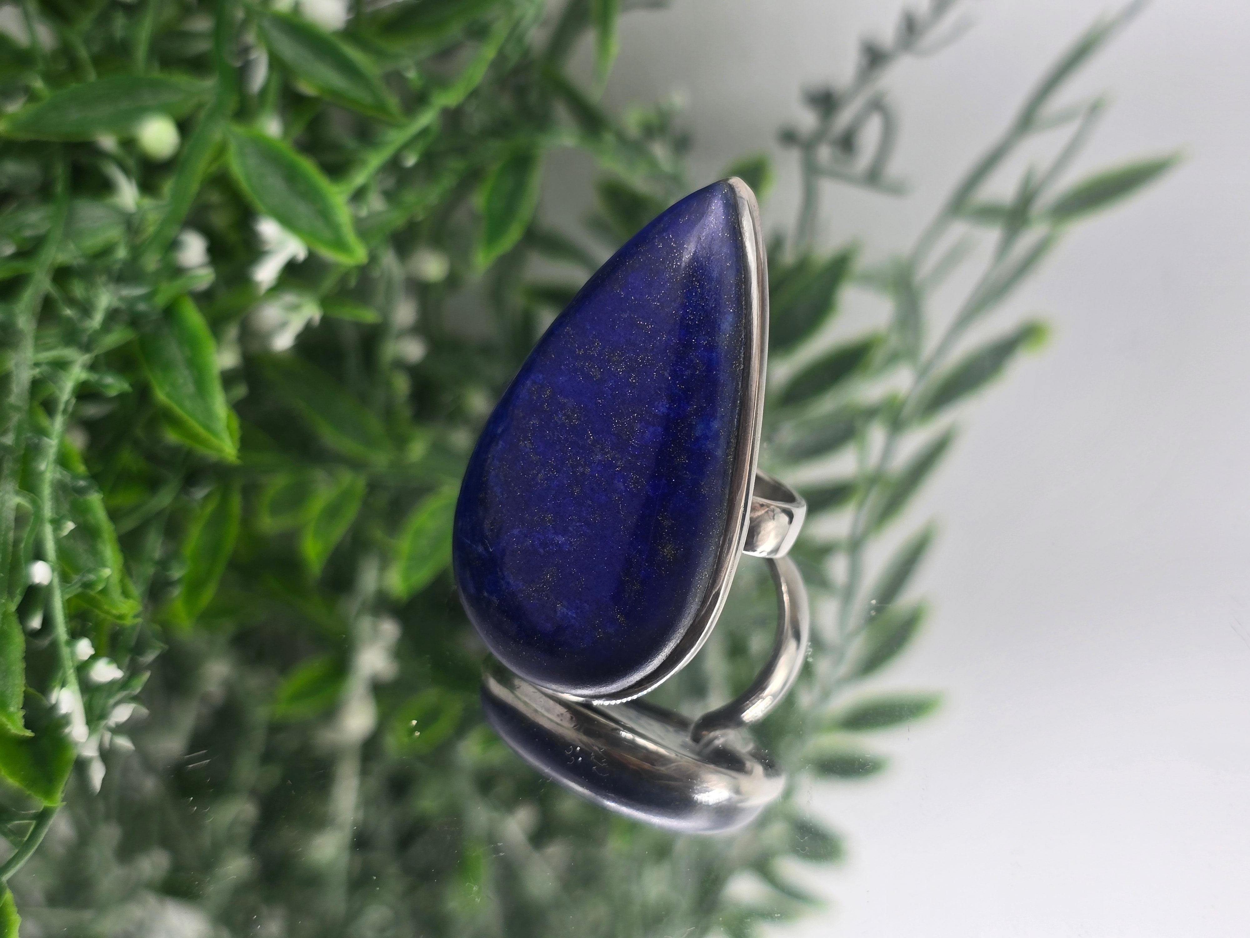 High-Grade Lapis Lazuli Sterling Silver Ring Size 10 – Stone of Wisdom, Truth & Inner Power Crystal Wellness