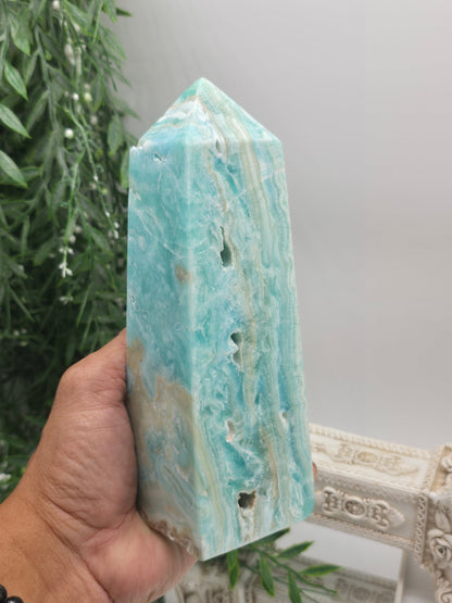 Caribbean Blue Calcite Point 19x6.5cm (Stone of Tranquil Clarity & Emotional Renewal) Crystal Wellness