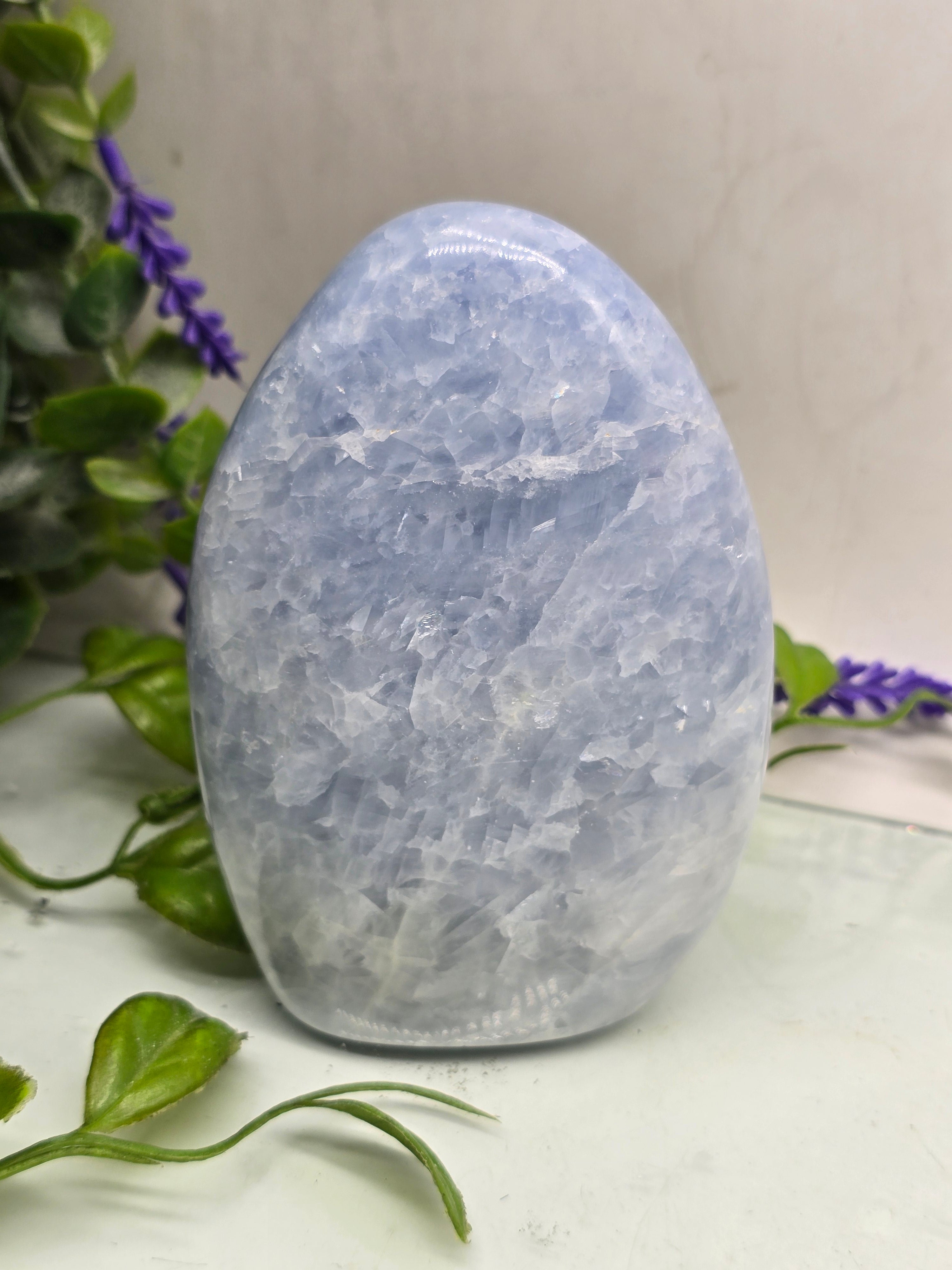 Blue Calcite Freeform – Madagascan Serenity & Renewal Stone (587g 11x8x3cm) Crystal Wellness
