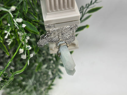 Aquamarine Double Terminated 825 Silver Pendant-Ocean Whisper Crystal Wellness