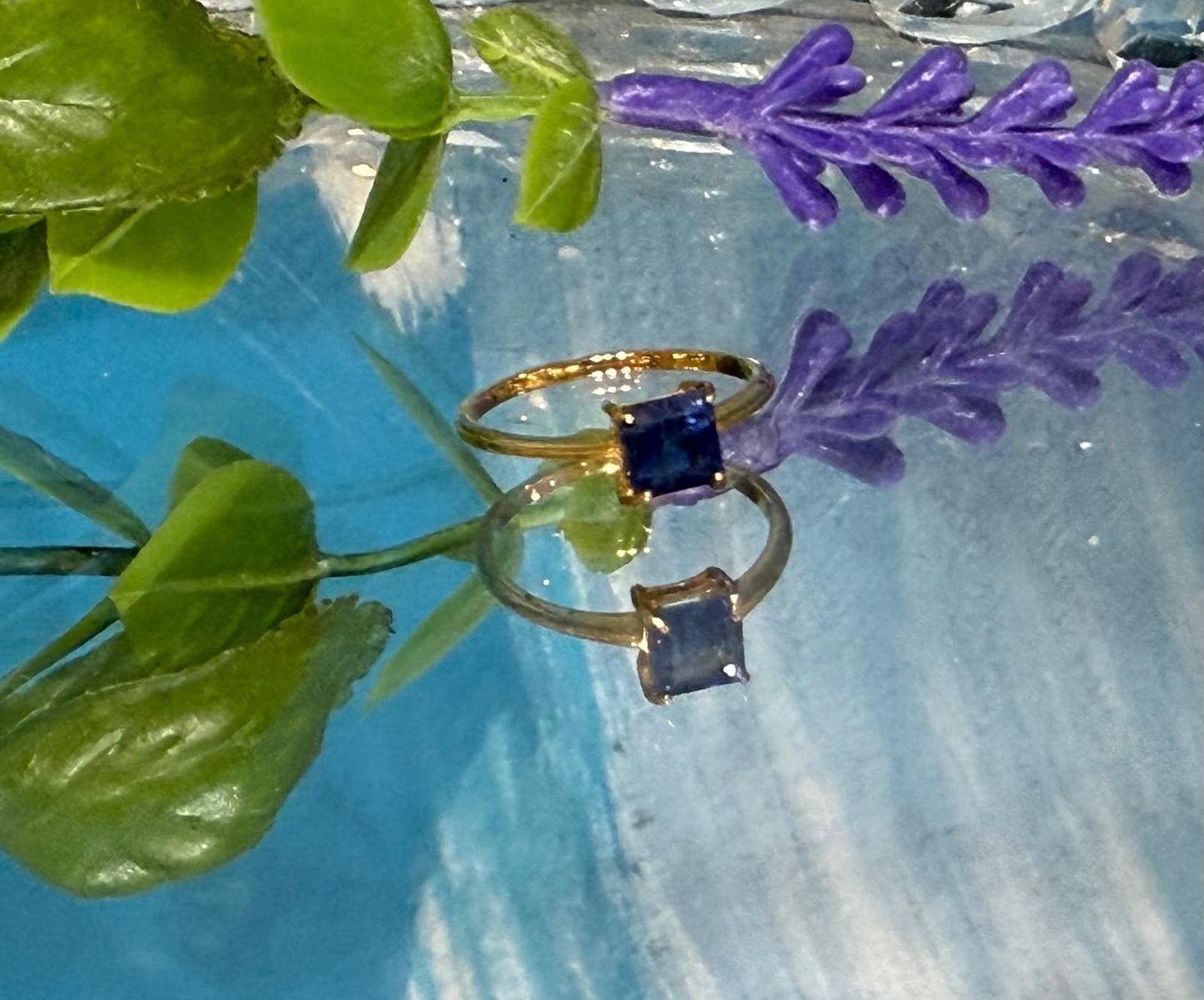 Blue Kyanite Square 18ct Gold Vermeil Ring Size 5 (Stone of Alignment & Truthful Communication) Crystal Wellness