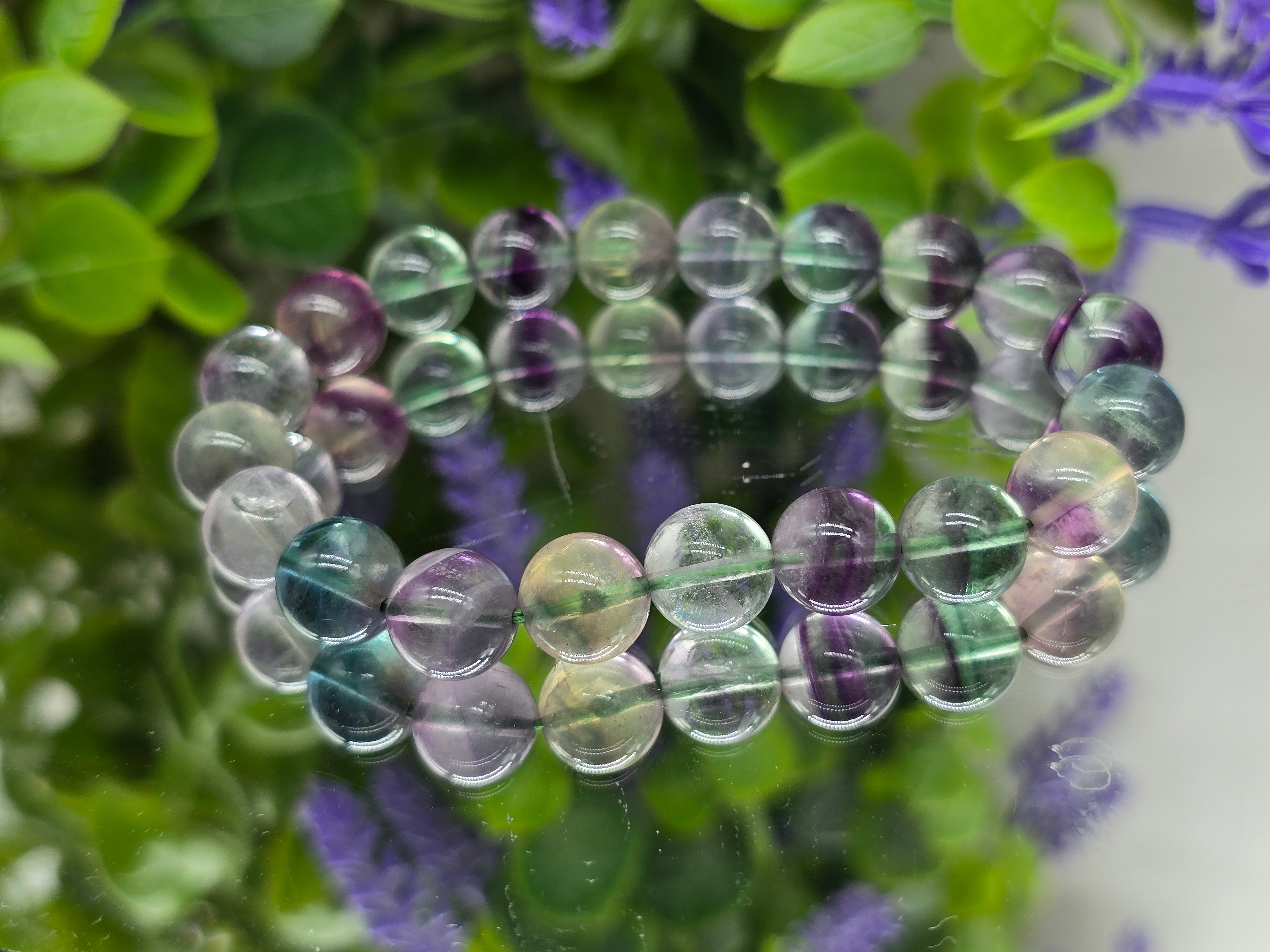 Natural Rainbow Fluorite Beads Bracelet – Clarity, Focus & Concentration Crystal Wellness