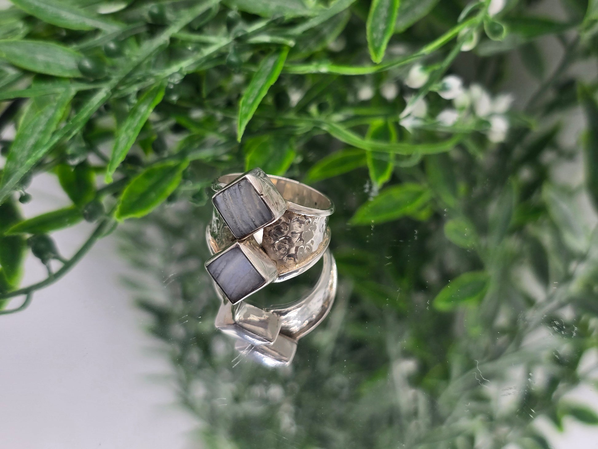 Blue Lace Agate 925 Sterling Silver Ring (Size 9) – Stone of Tranquility & Communication Crystal Wellness