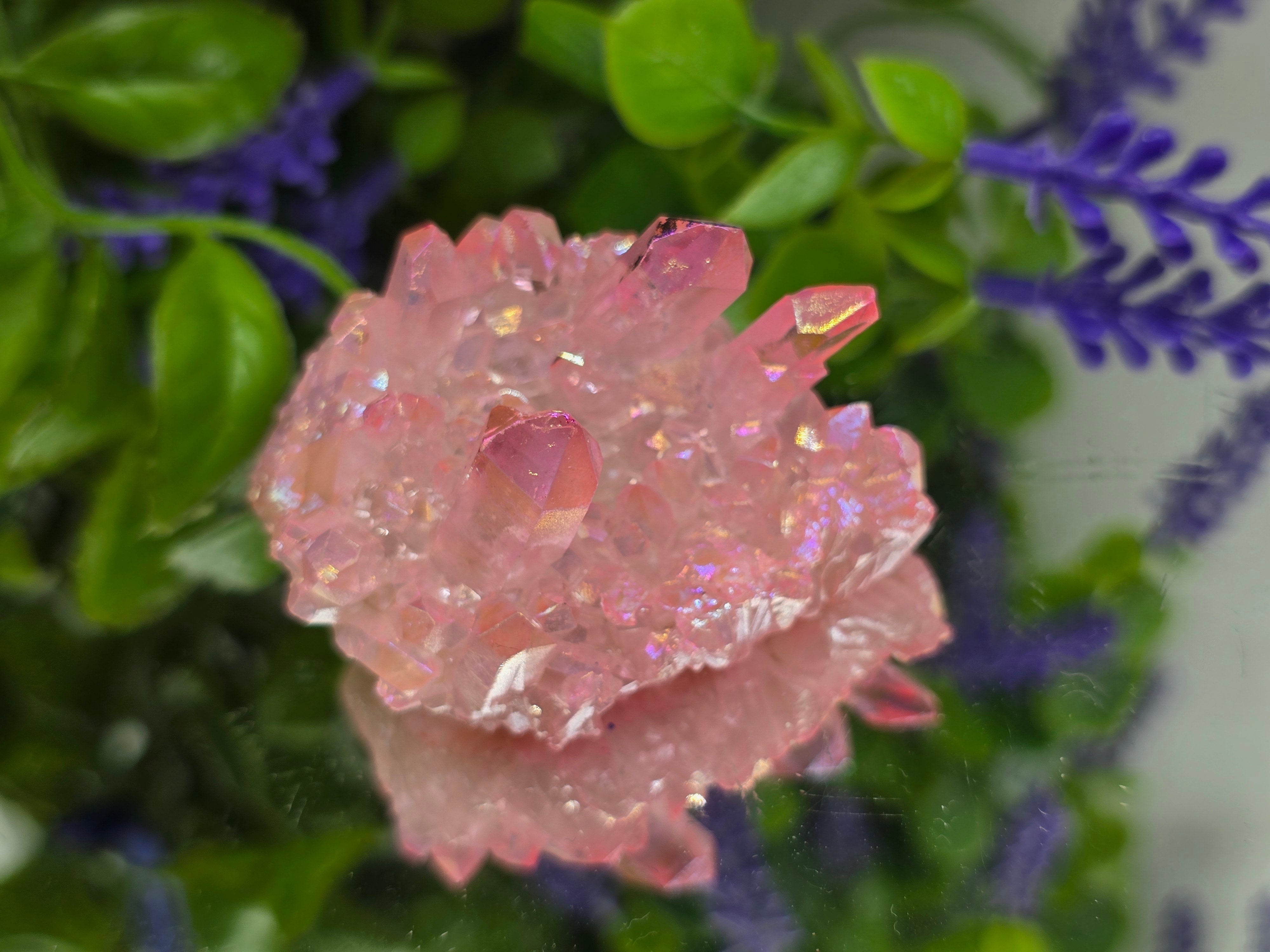 🌸 Rose Aura Quartz Cluster — Stone of Love, Emotional Healing & Divine Connection Crystal Wellness