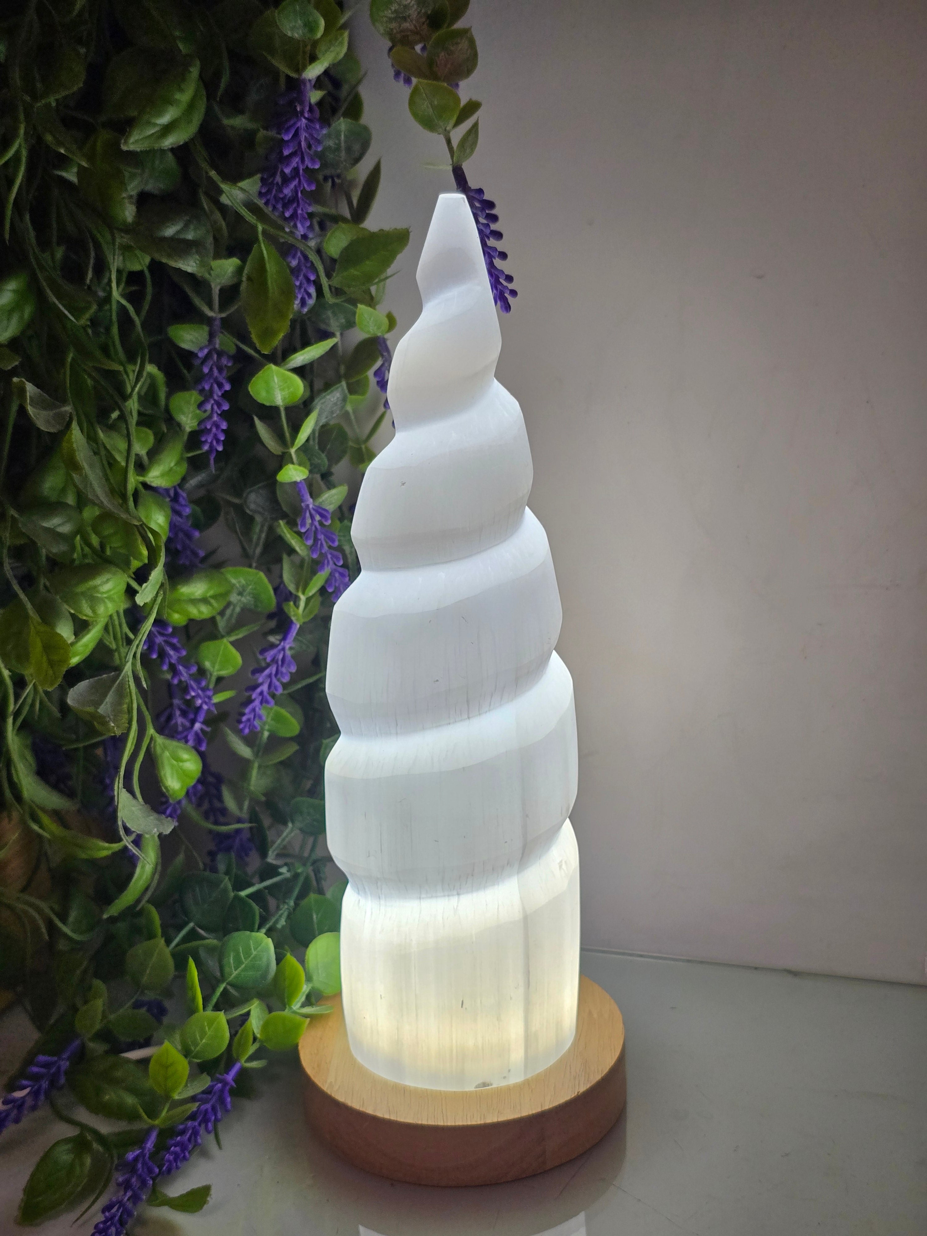 Luxury High-Grade Moroccan Selenite Spiral Lamp – Energy Cleansing Light & Inner Peace (LED Wooden Base Included) Crystal Wellness