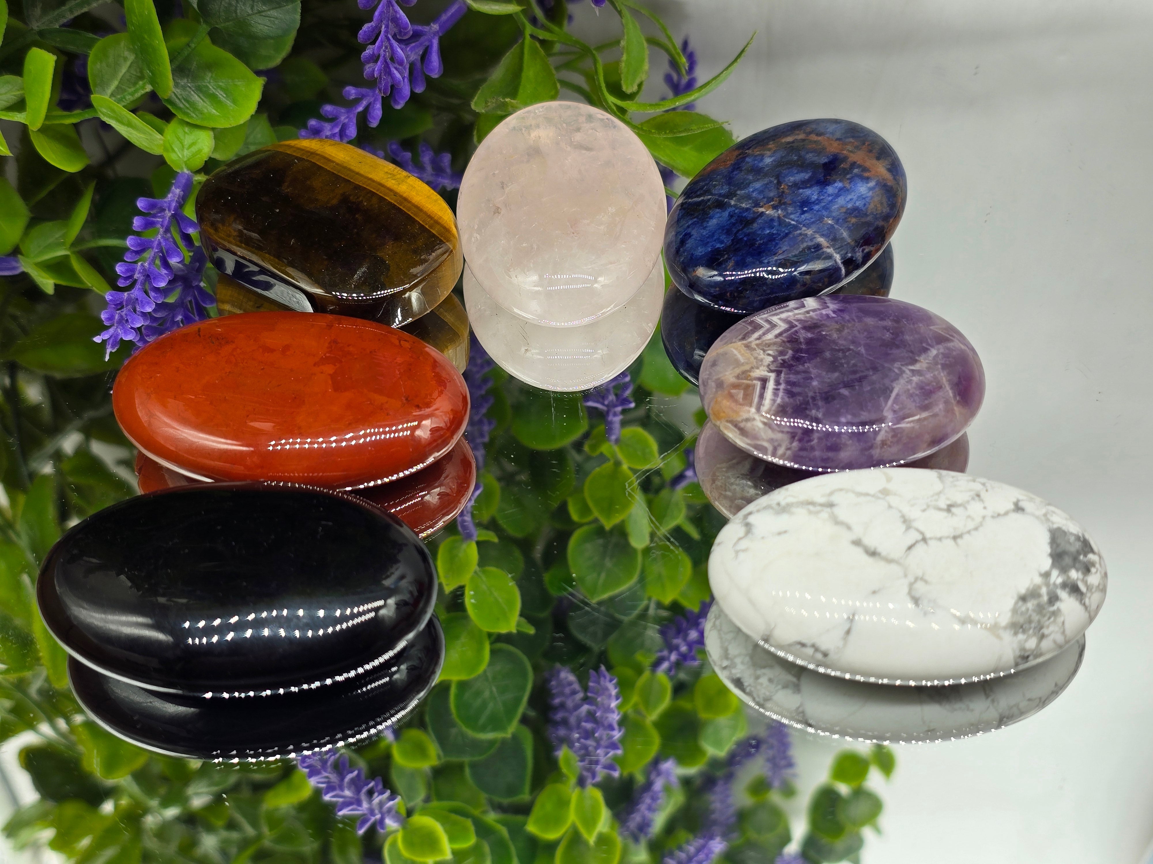 Seven Chakra Set Palm Stone for Energetic Healing Crystal Wellness