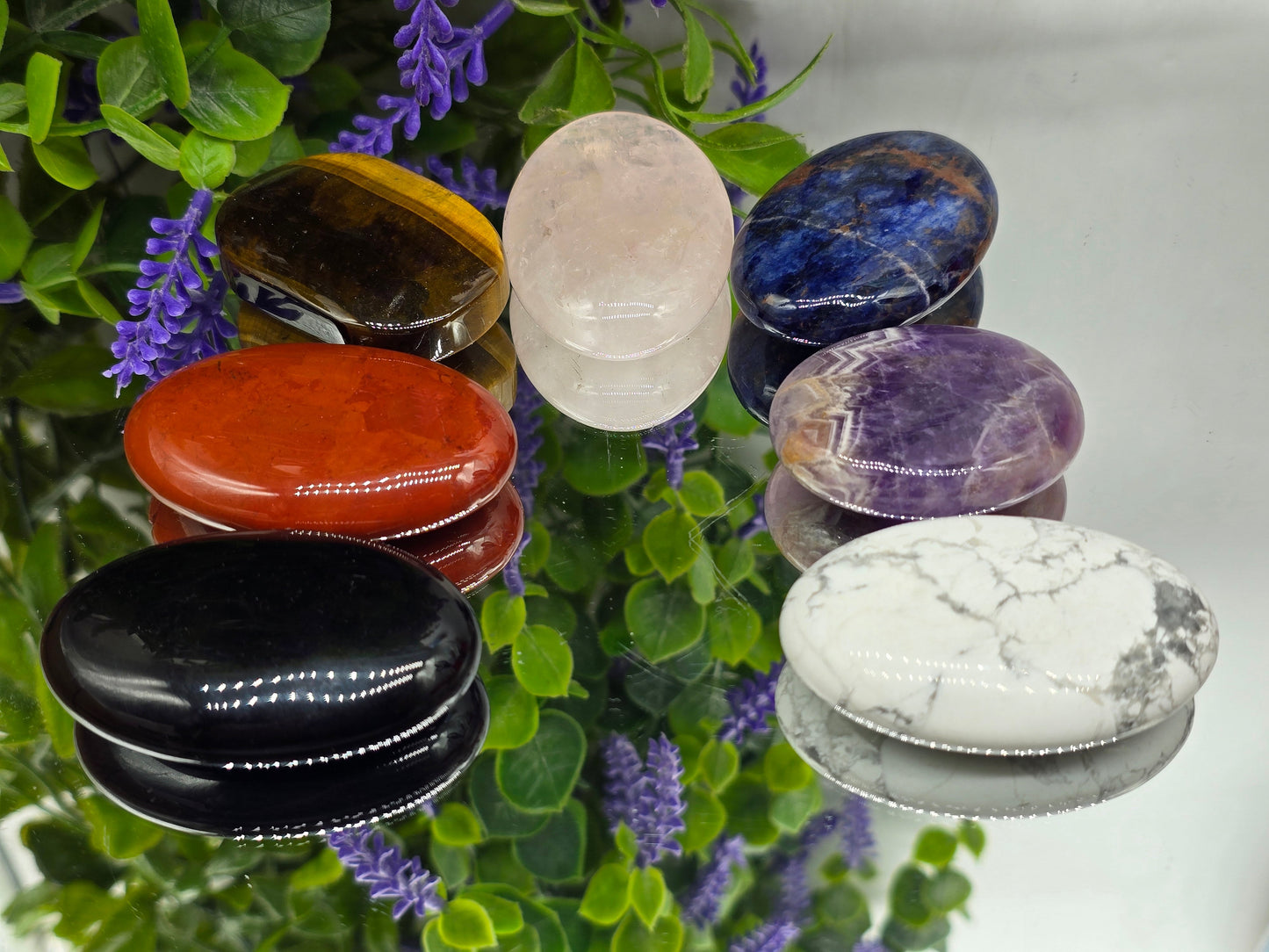 Seven Chakra Set Palm Stone for Energetic Healing Crystal Wellness