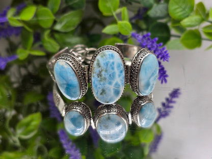 Larimar 925 Sterling Silver Bracelet – Stone of Peace & Calm Crystal Wellness