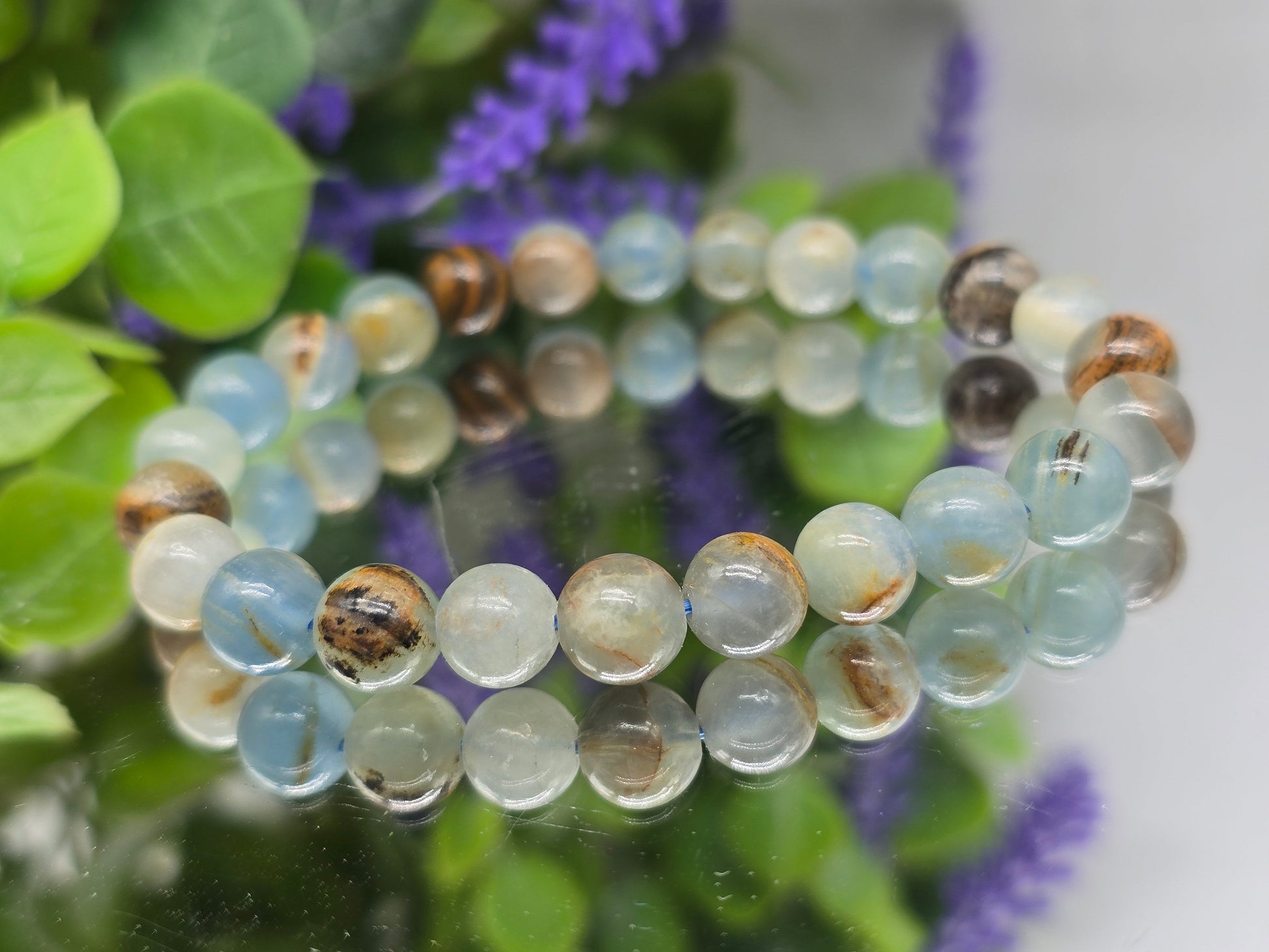 Blue Calcite Bracelet 8mm – Stone of Peaceful Communication Crystal Wellness