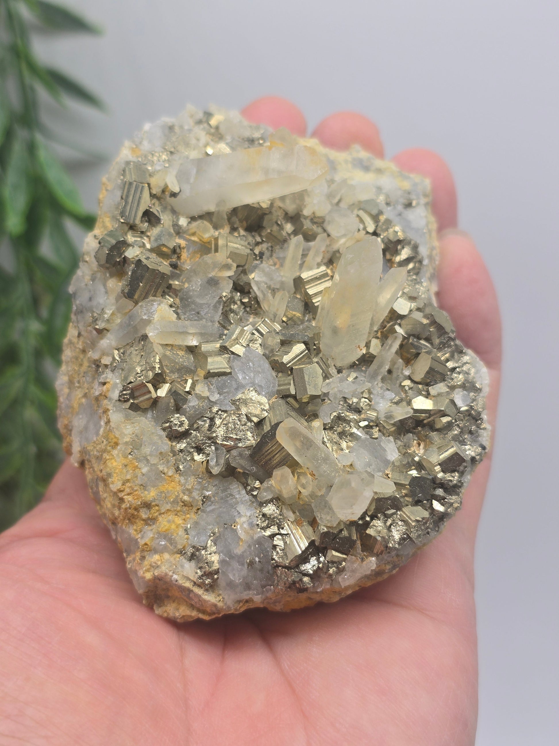 Pyrite with Quartz - Rare Specimen – 10×9×4cm Crystal Wellness