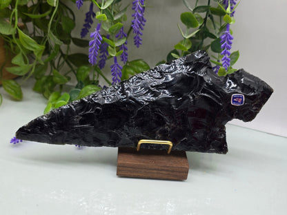 Premium Mexican Black Obsidian Spearhead Dagger – 23.5 × 10 cm | Protection, Grounding and Inner Strength Crystal Wellness