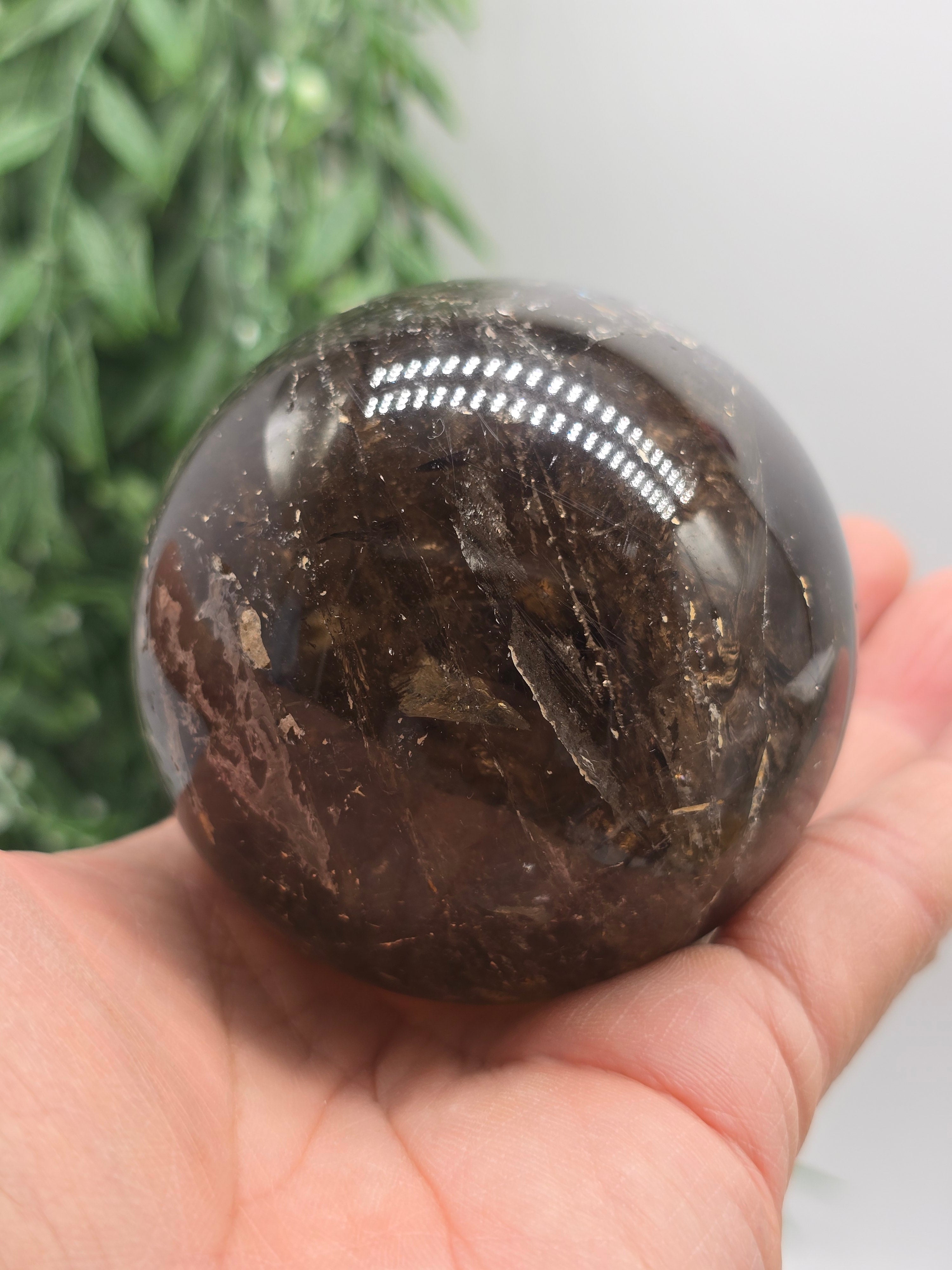 High-Grade Smoky Quartz Sphere 7.2cm – Grounding Protection & Deep Emotional Detox Crystal Crystal Wellness