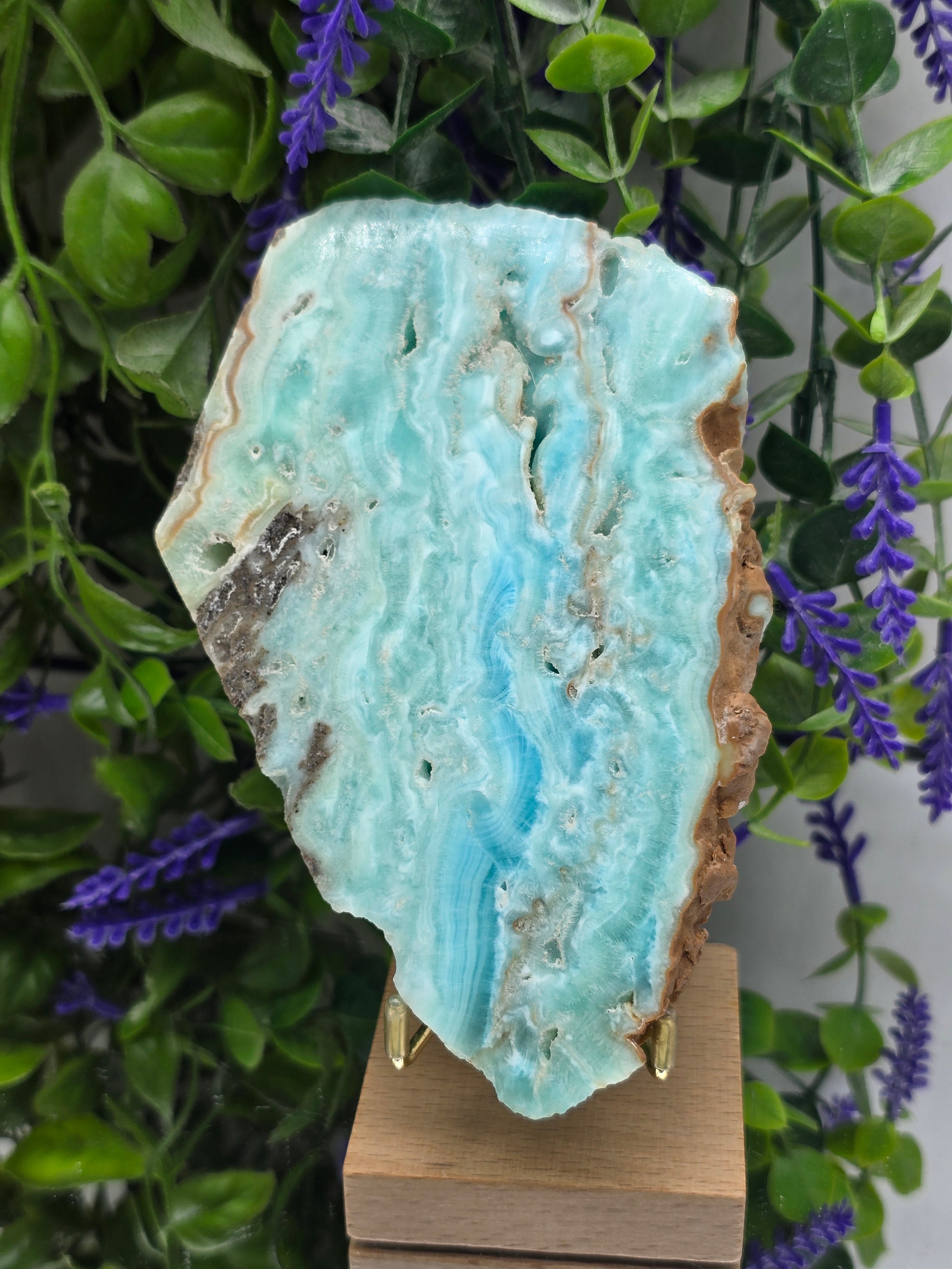Caribbean Blue Calcite Slab - Stone of Emotional Healing & Calm Communication | 13x10cm Crystal Wellness