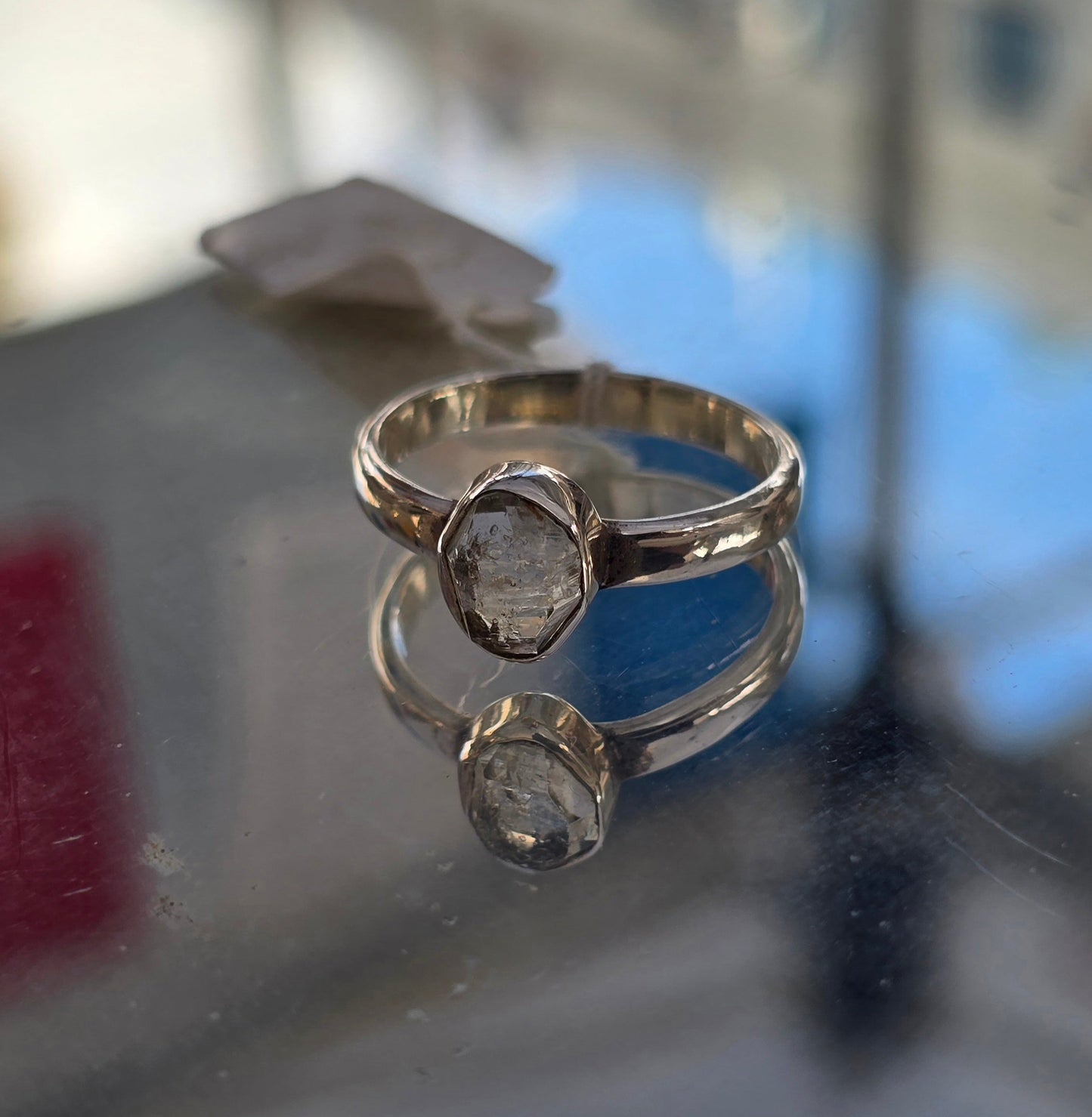Herkimer Diamond Ring – 925 Sterling Silver - Size 8 Crystal Wellness