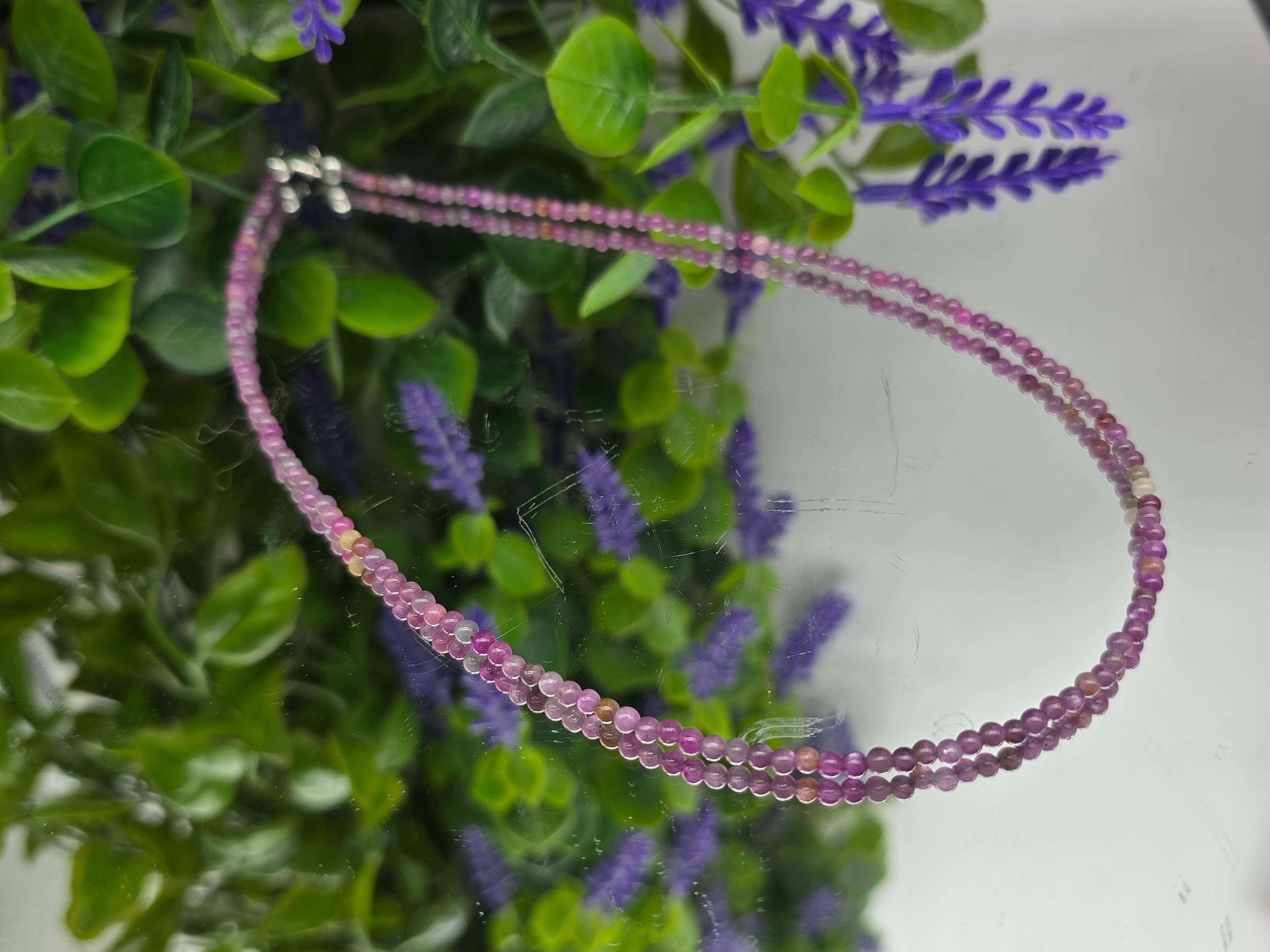 Natural Ruby 3mm Beads 925 Sterling Silver Necklace - Stone of Passion, Vitality & Courage Crystal Wellness