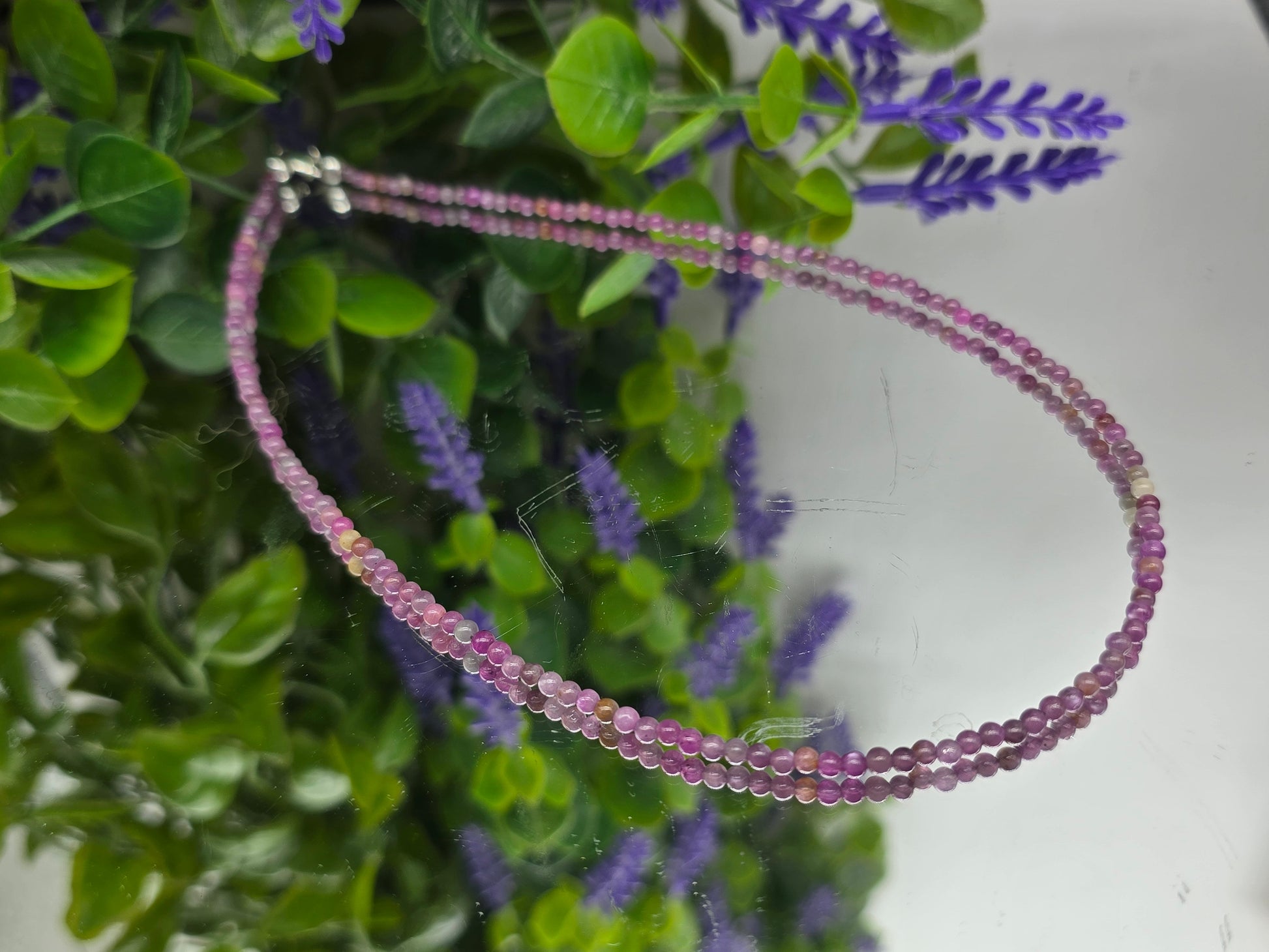 Natural Ruby 3mm Beads 925 Sterling Silver Necklace - Stone of Passion, Vitality & Courage Crystal Wellness