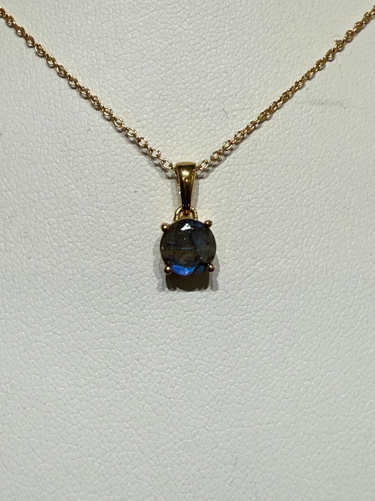 Luminous Awakening — Labradorite Blue Flashes Pendant (18K Gold Vermeil) Crystal Wellness