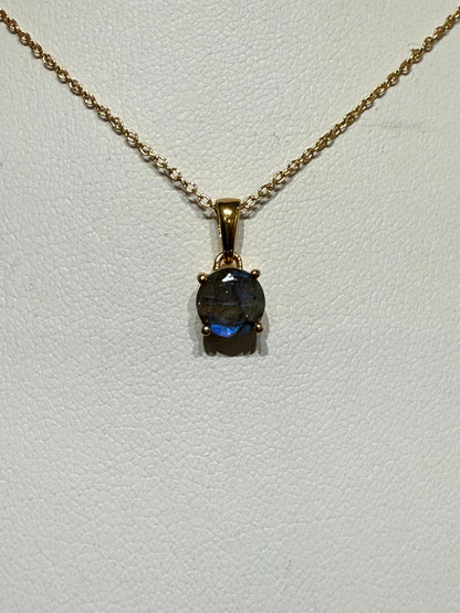 Luminous Awakening — Labradorite Blue Flashes Pendant (18K Gold Vermeil) Crystal Wellness