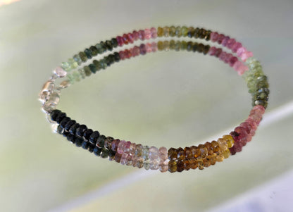 High Grade Watermelon Tourmaline Faceted Rondelle Bracelet - A Symphony of Love, Joy & Heart-Centred Harmony Crystal Wellness