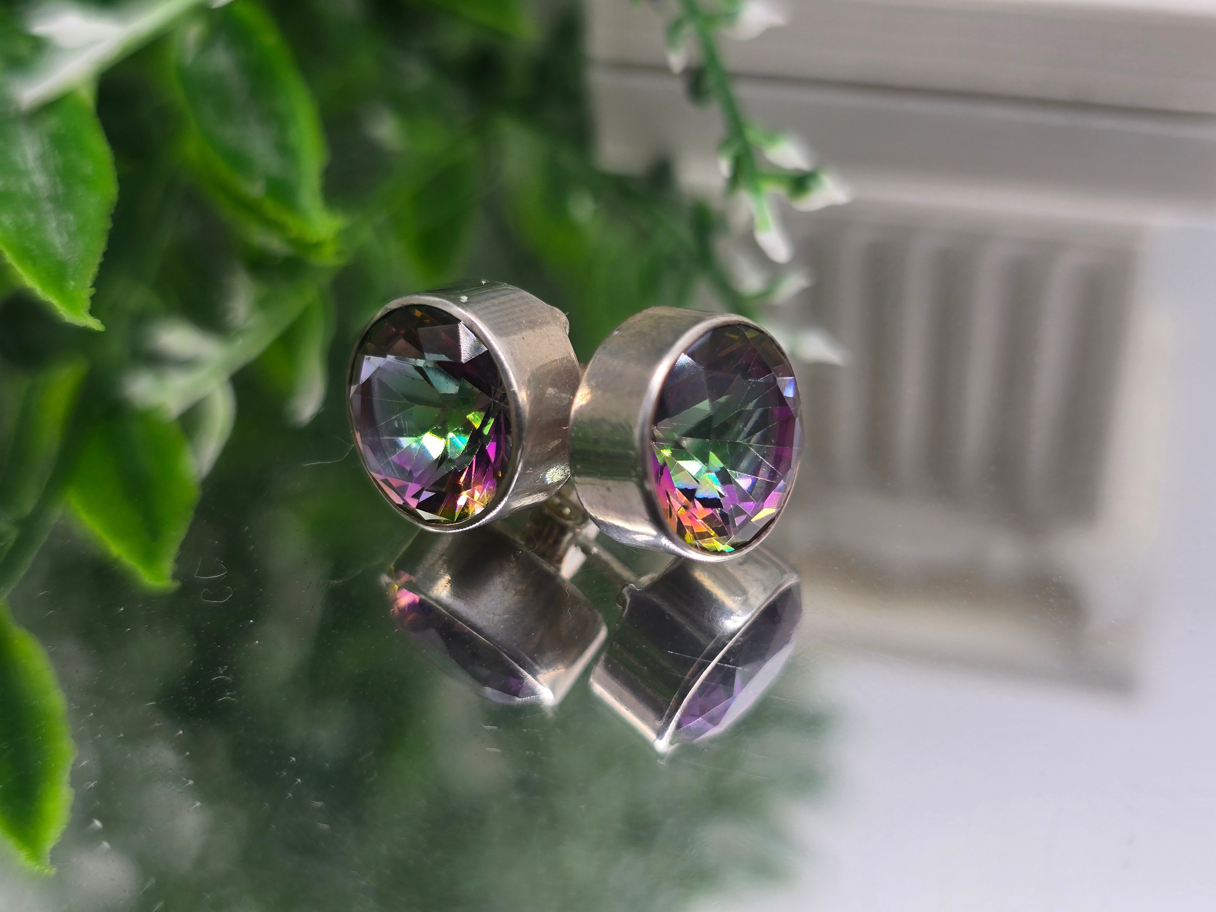 Mystical Topaz 925 Sterling Silver Studs – 10mm Round Cut Crystal Wellness