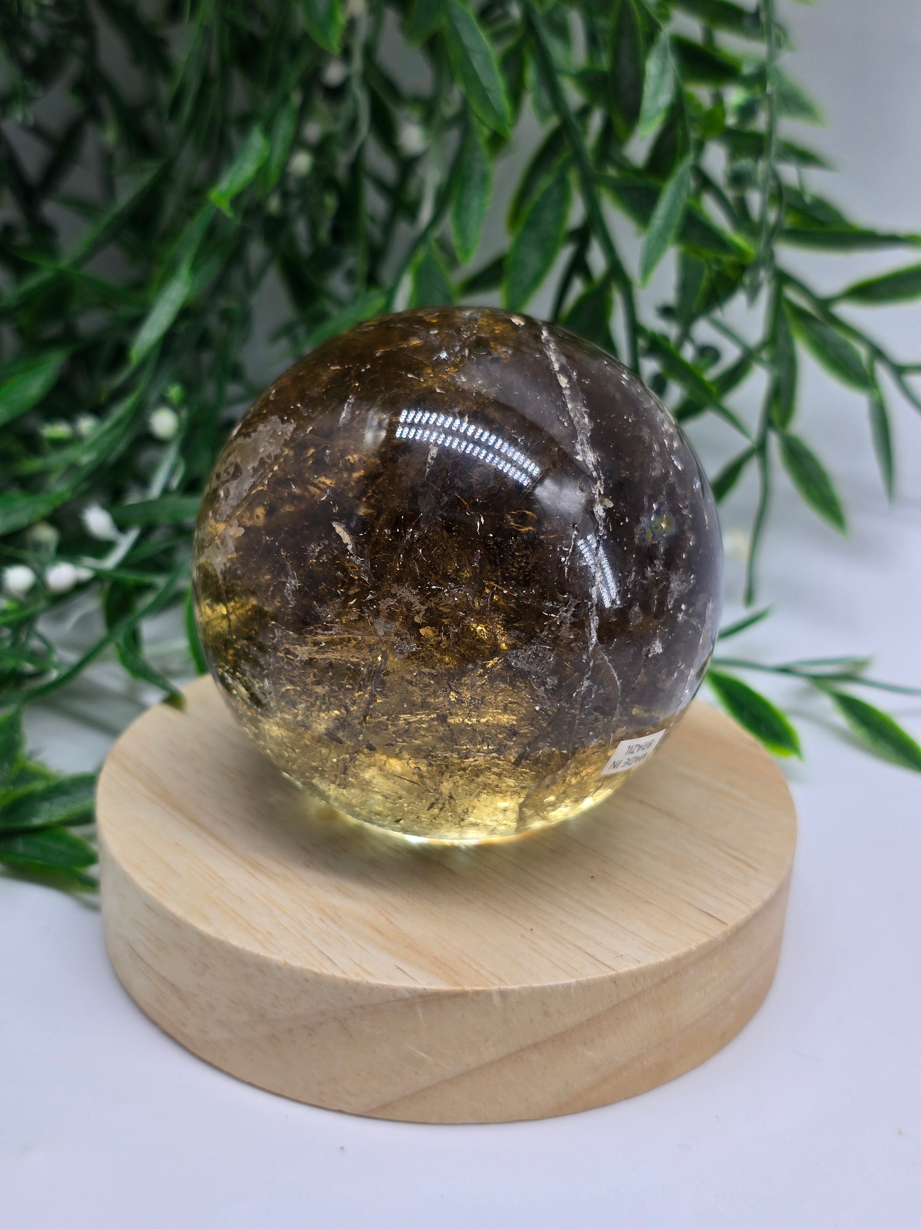 High-Grade Smoky Quartz Sphere 7.2cm – Grounding Protection & Deep Emotional Detox Crystal Crystal Wellness