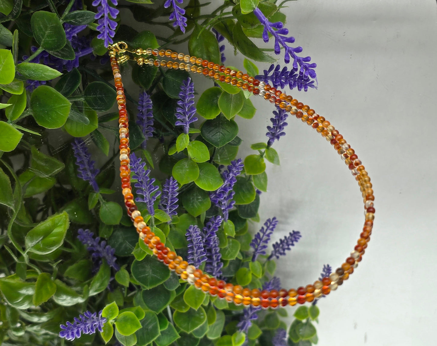 Carnelian 3mm Beads Necklace - Stone of Vitality & Transformation Crystal Wellness