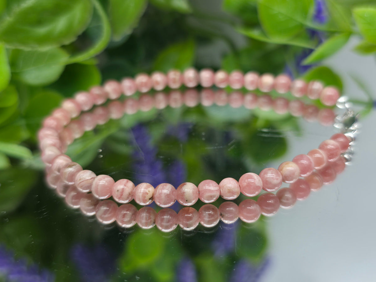 High-Grade Rhodochrosite 3mm Bead Bracelet – Stone of Compassion & Emotional Renewal Crystal Wellness