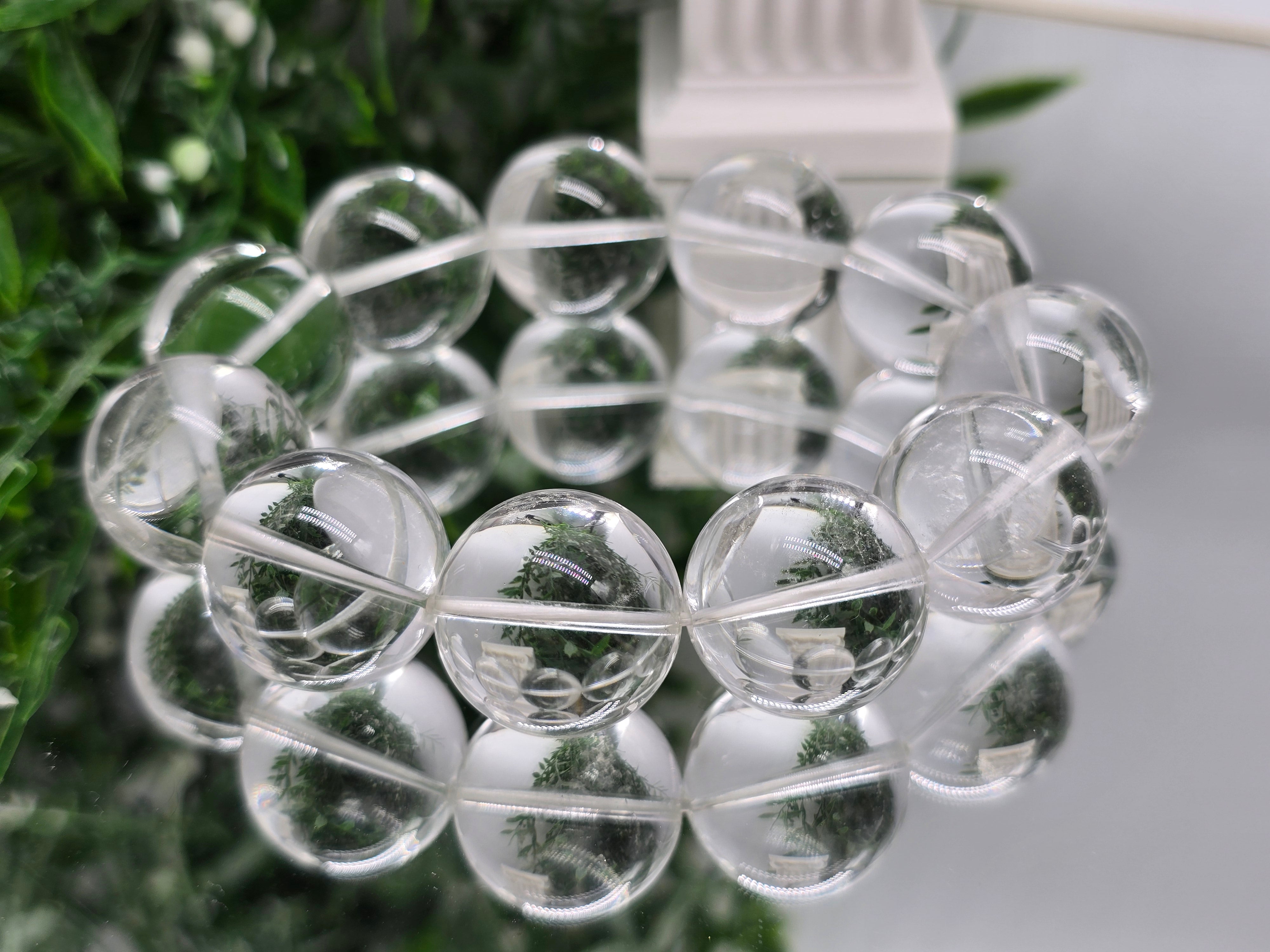 Supreme Clear Quartz Master Healer Bracelet – High Grade 22mm Beads Crystal Wellness