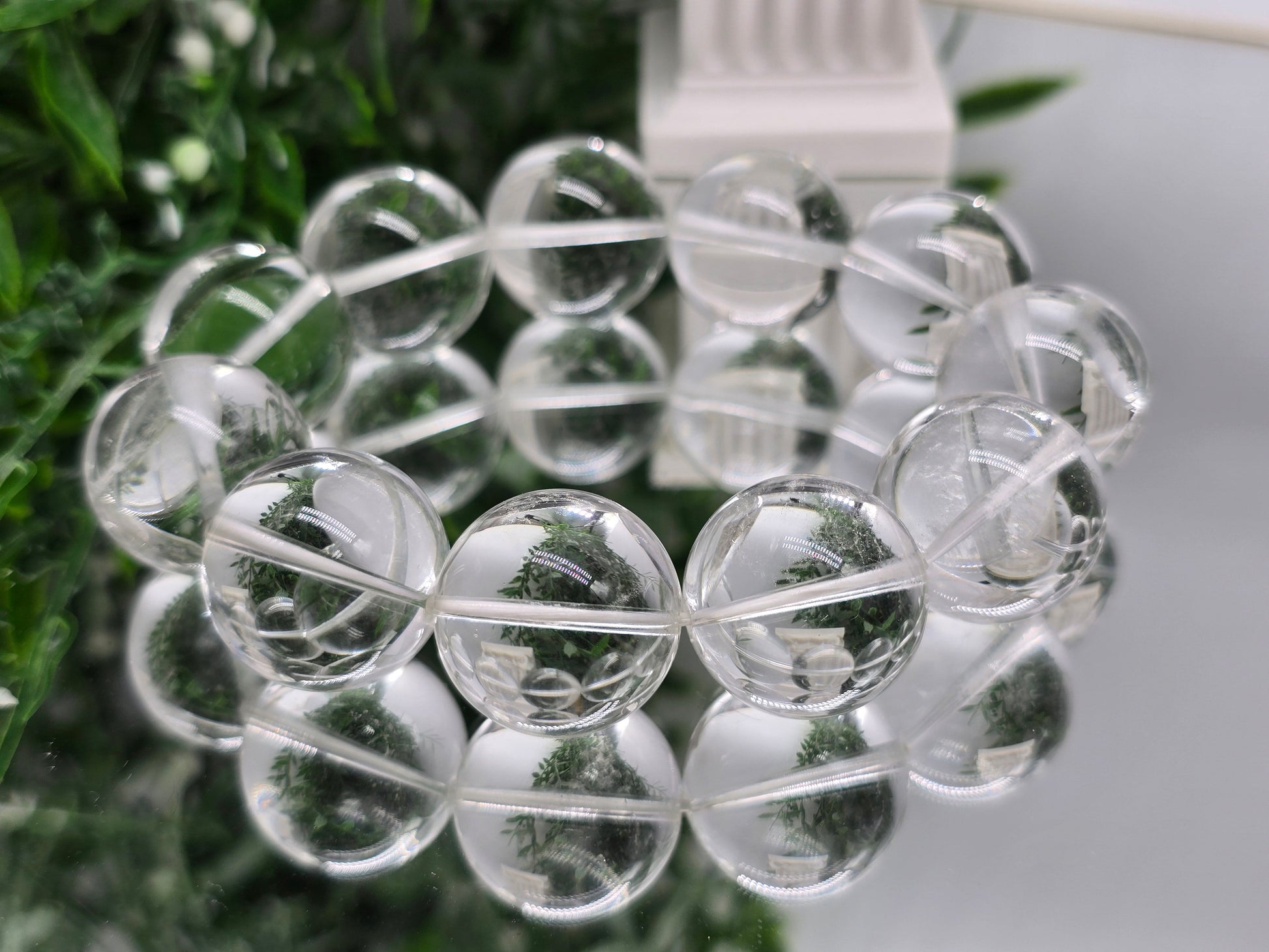 Supreme Clear Quartz Master Healer Bracelet – High Grade 22mm Beads Crystal Wellness