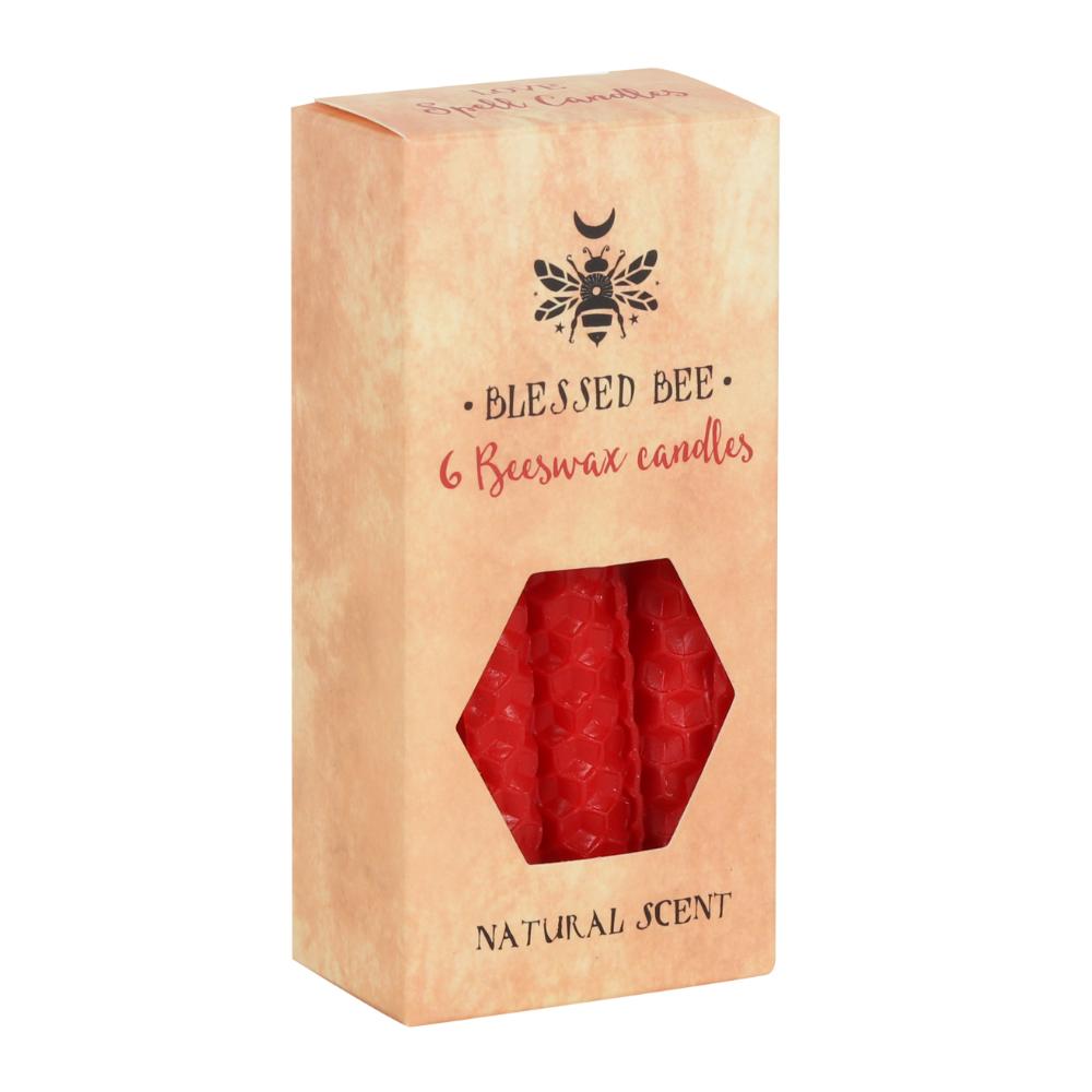 Bees Wax Set of 6 Red Spell Candles Crystal Wellness