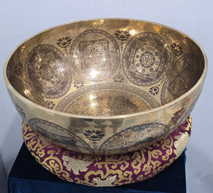 Extra Large Singing Bowl With Buddha Foot And Om Symbol Design Handcrafted With AAA Thick Material And High Quality 45cm, 17inch Crystal Wellness