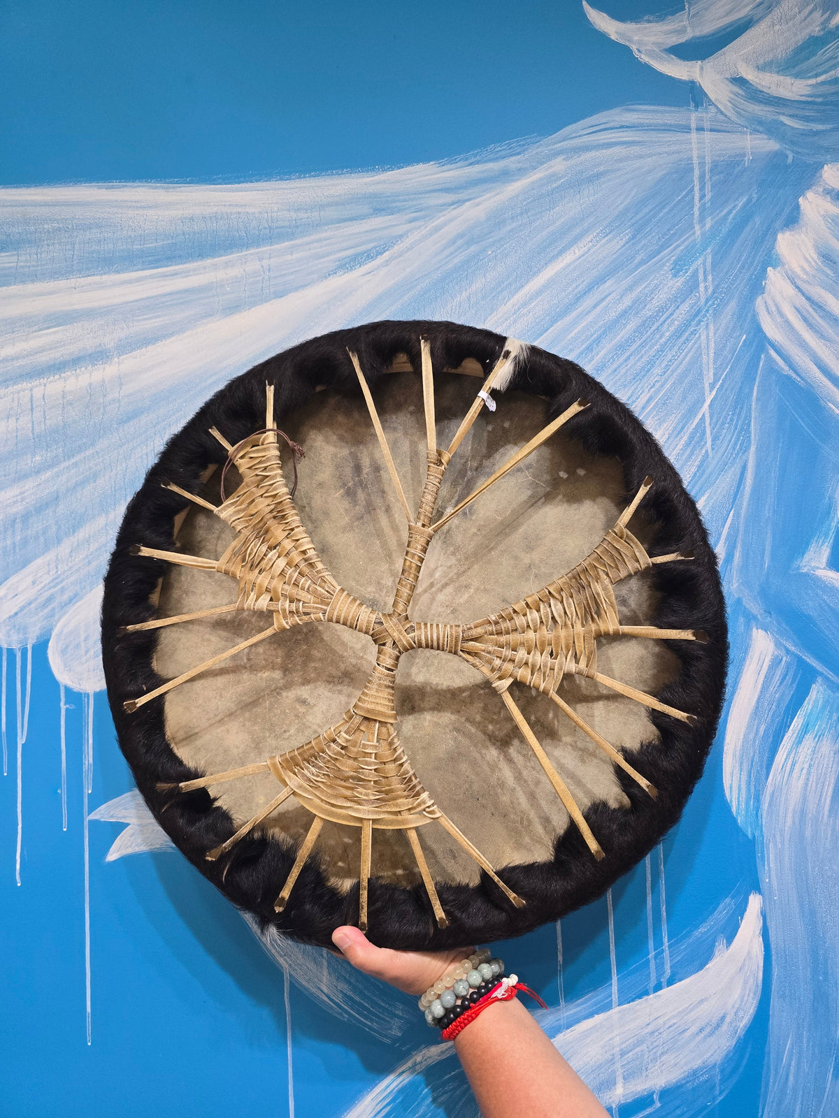 Traditional Animal Hide Shamanic Drum – Stone of Grounding, Ancestral Wisdom & Spiritual Connection Crystal Wellness