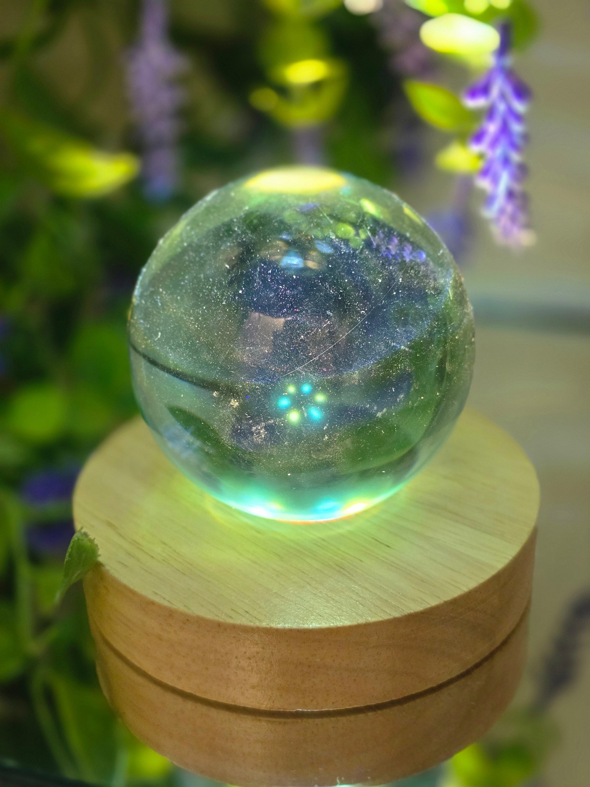 Man-Made Blue Obsidian Sphere — Calm, Clarity & Inner Peace Crystal Wellness