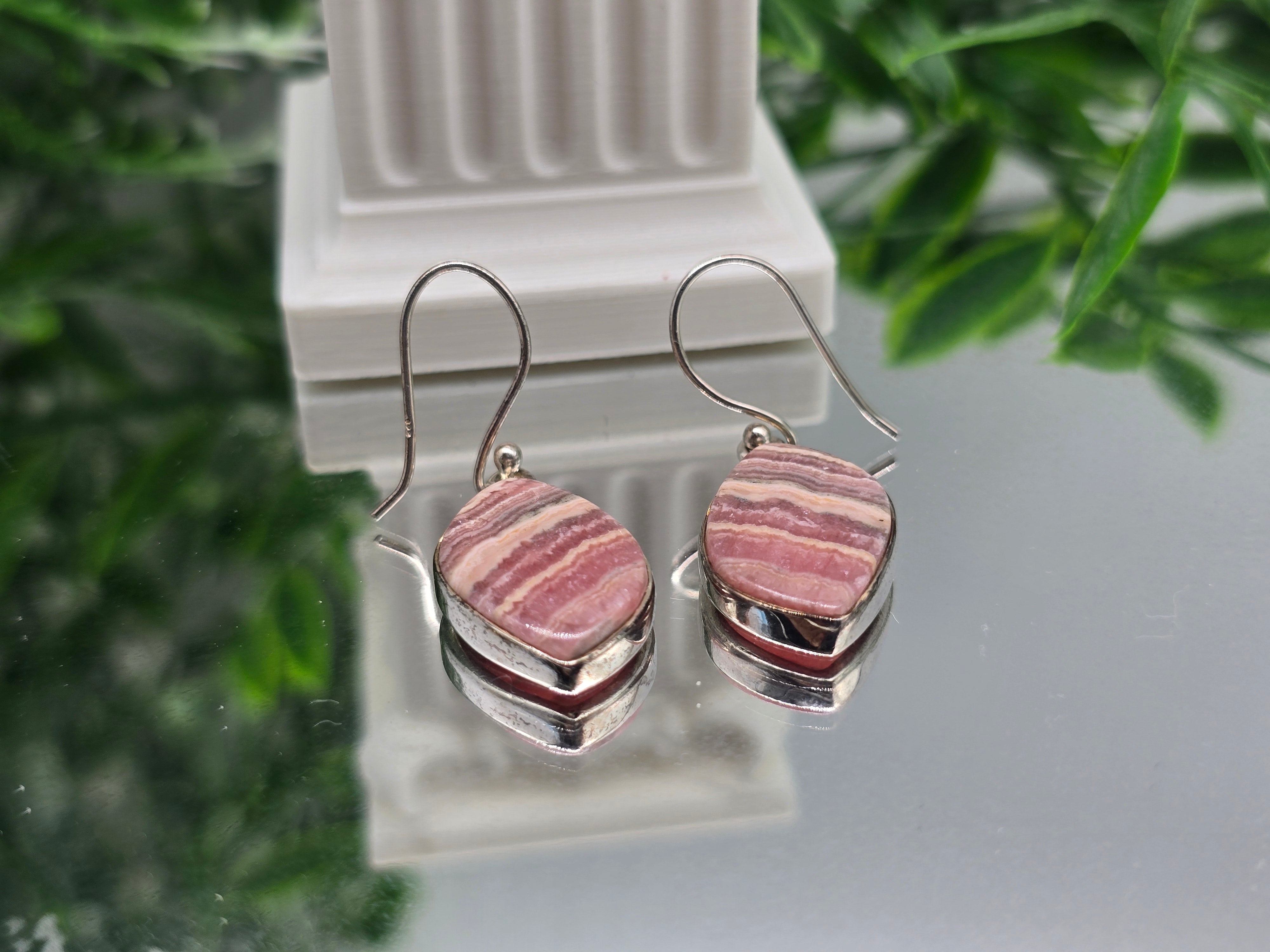 Rhodochrosite Sterling Silver (92.5) Earrings Crystal Wellness