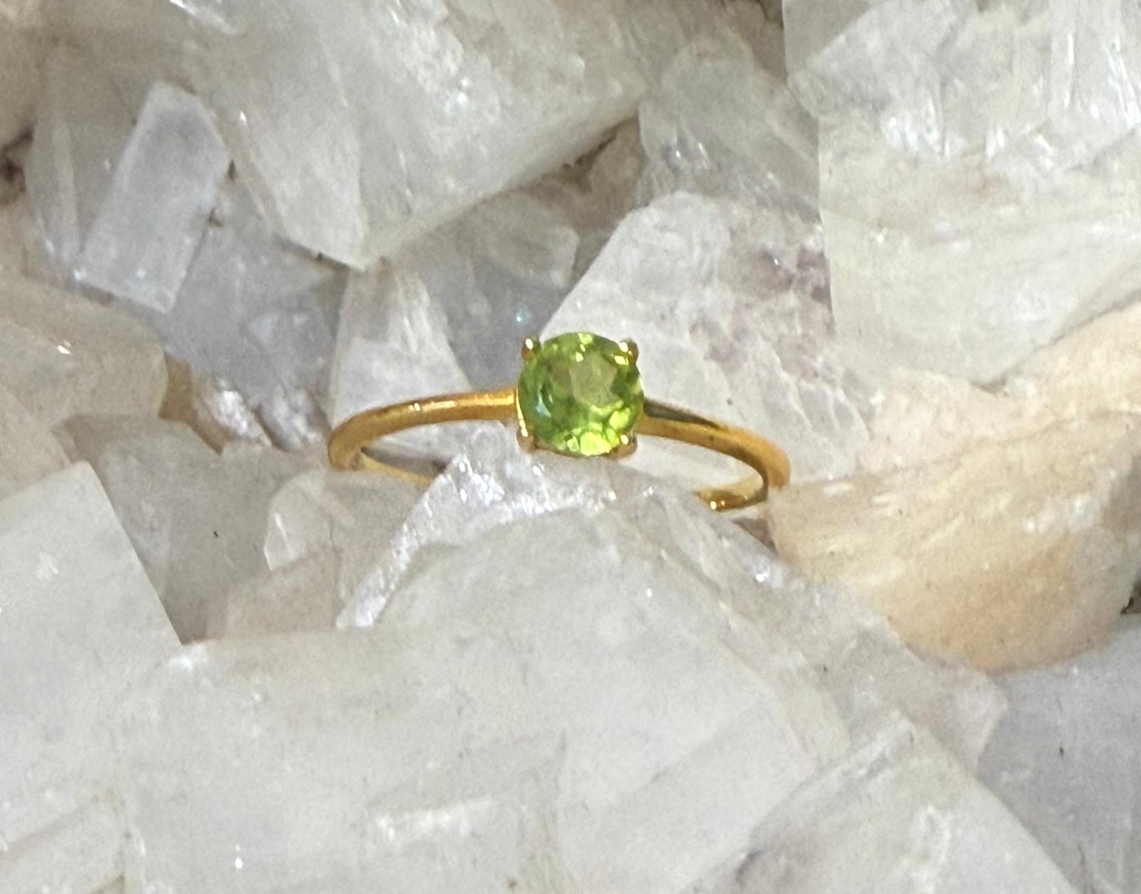 Natural Peridot Teardrop Ring in 18ct Gold Vermeil – Abundance & Heart Healing Crystal Jewellery Crystal Wellness