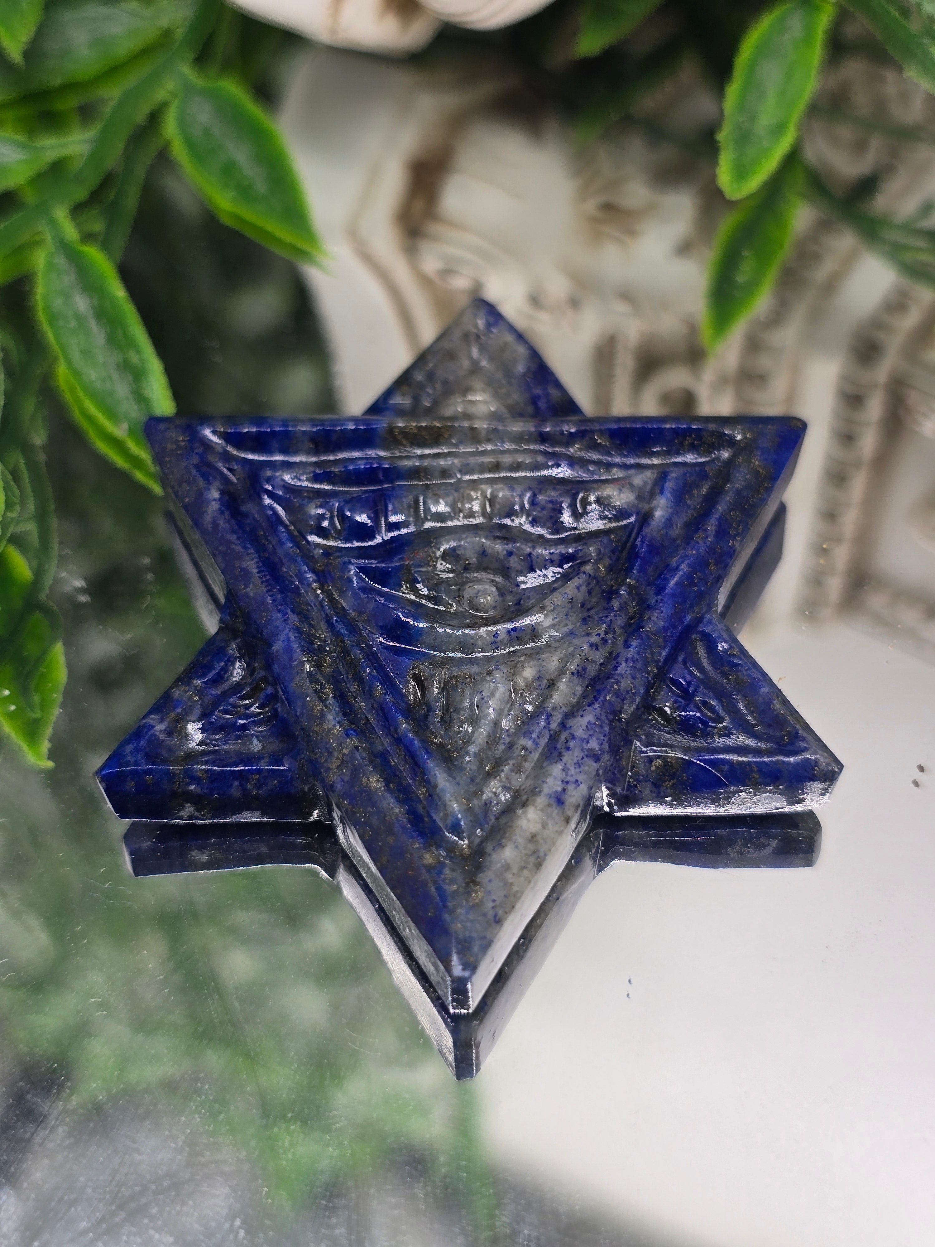 Lapis Lazuli Merkaba Star Carving (Stone of Truth, Inner Vision & Soul Alignment) Crystal Wellness
