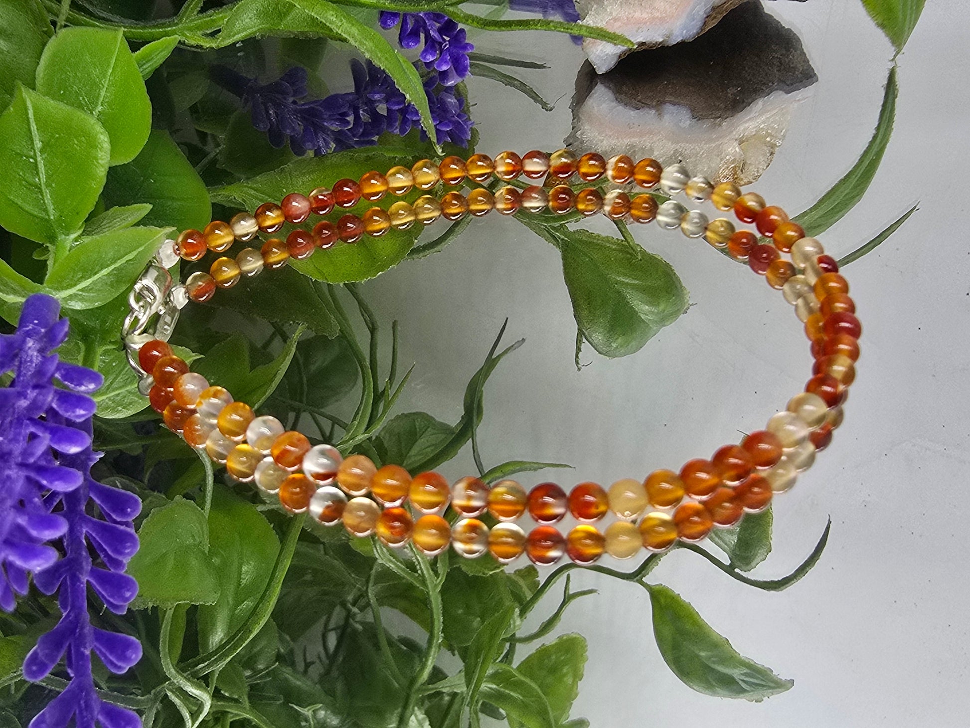 Carnelian 3mm 925 Silver Bracelet – Vitality, Confidence, Creativity Boost Crystal Crystal Wellness