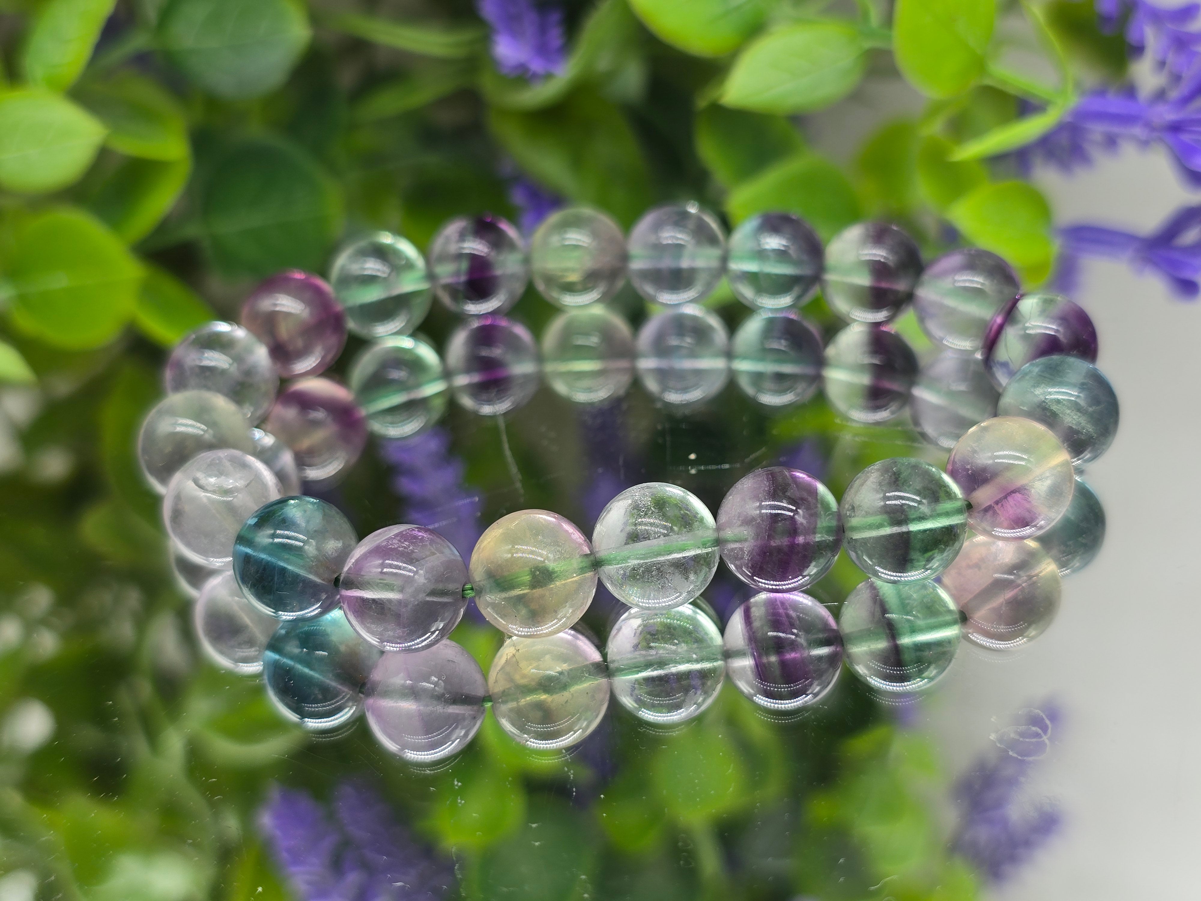 Natural Rainbow Fluorite Beads Bracelet – Clarity, Focus & Concentration Crystal Wellness