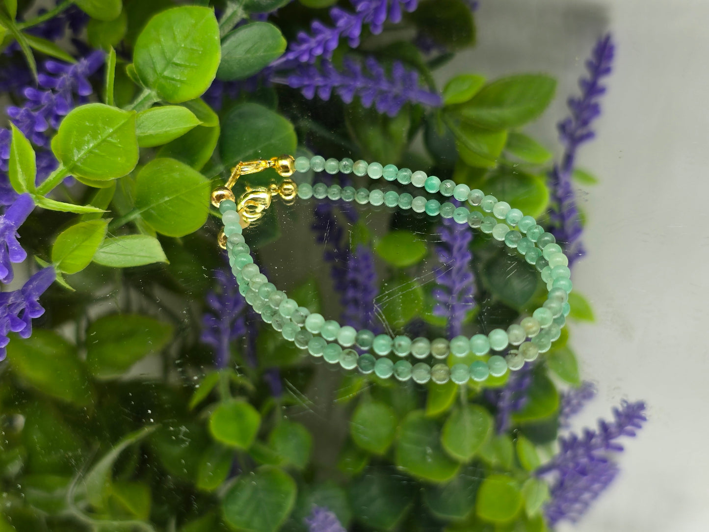 3mm Emerald Bracelet – Gold-Tone Clasp with Protective Finish (Stone of Prosperity & Heart Wisdom) Crystal Wellness