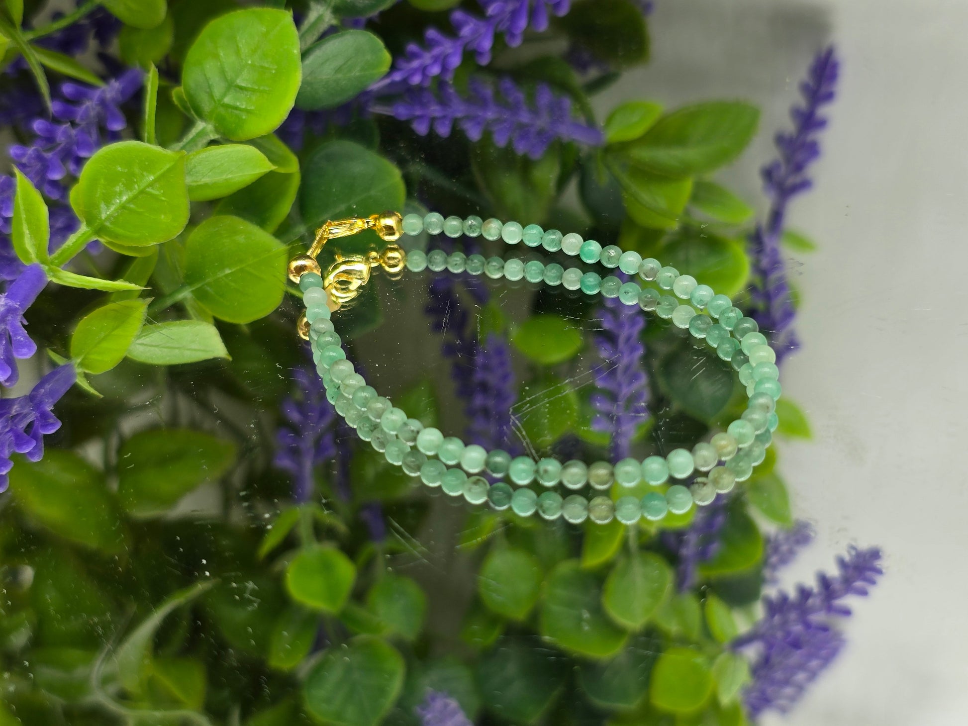 3mm Emerald Bracelet – Gold-Tone Clasp with Protective Finish (Stone of Prosperity & Heart Wisdom) Crystal Wellness