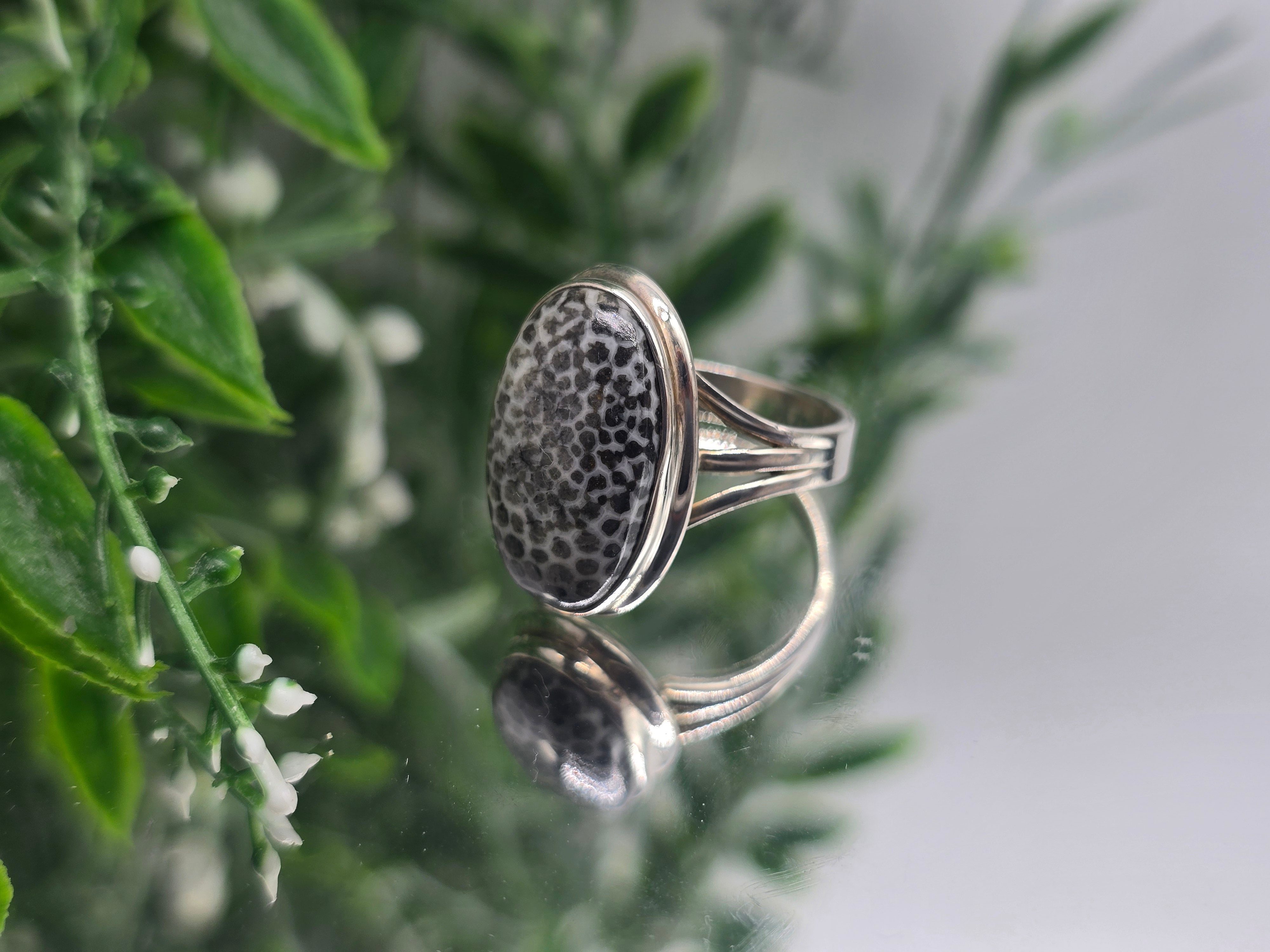 Black Coral Sterling Silver Ring “Deep Protection” – Size 8.5 | Strength, Grounding & Energy Shield Crystal Jewelry Crystal Wellness