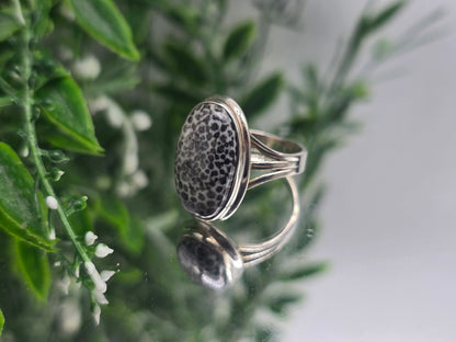 Black Coral Sterling Silver Ring “Deep Protection” – Size 8.5 | Strength, Grounding & Energy Shield Crystal Jewelry Crystal Wellness