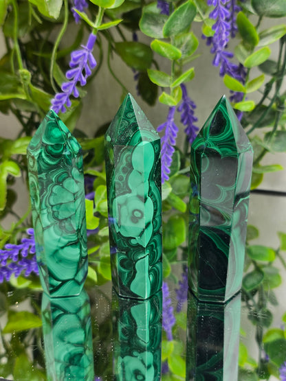 Malachite Tower – High Grade Quality | Stone of Protection, Mirror of the Soul & Heart Healing Crystal Wellness