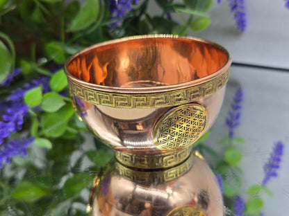 Copper Offering Bowl – Flower of Life (5cm x 8cm) - Harmony, Unity & Divine Order Crystal Wellness