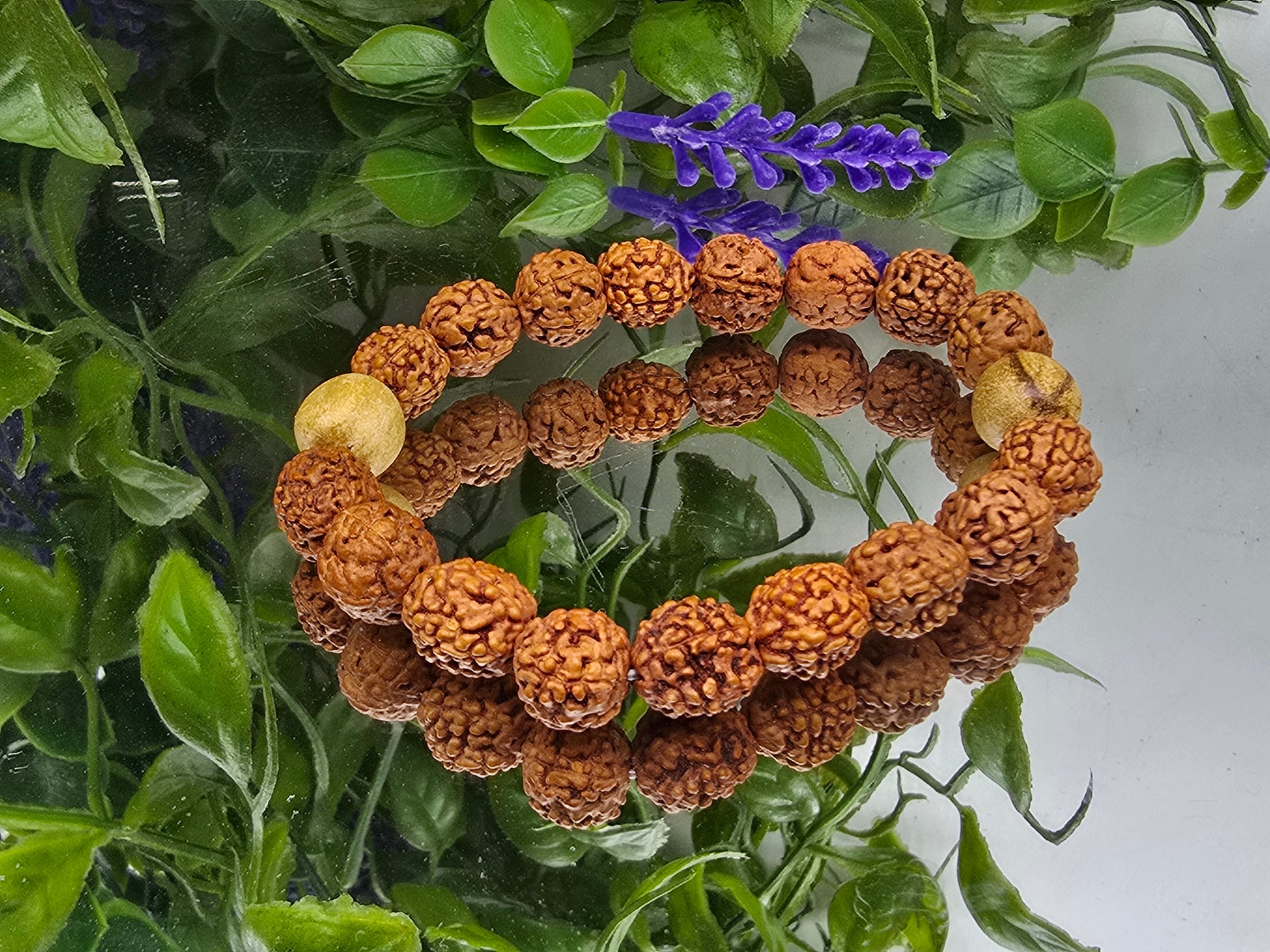 Palo Santo & Rudraksha Spiritual Purification Bracelet – 10mm Beads Crystal Wellness