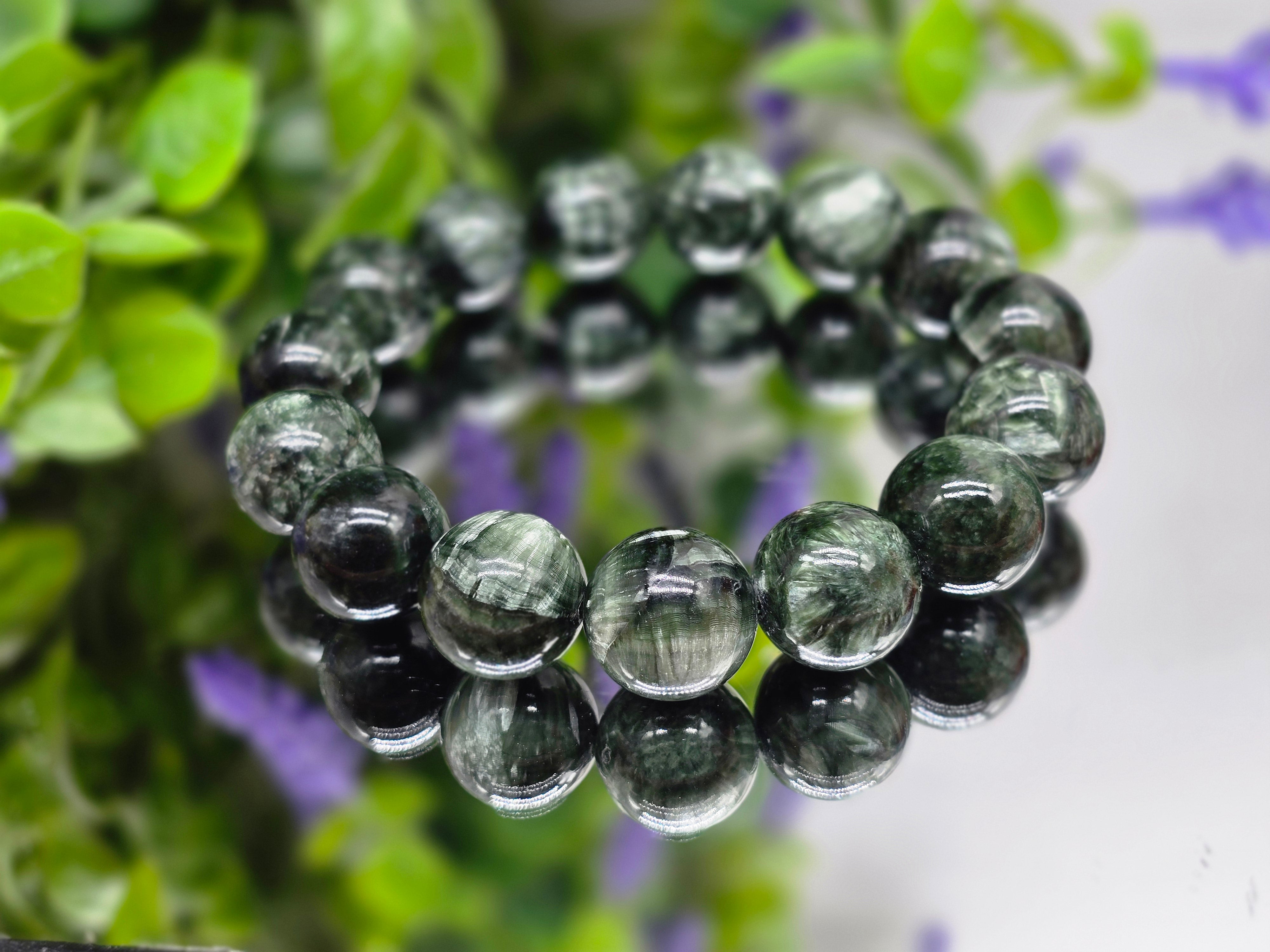 Seraphinite 16mm Beads Bracelet | Divine Healing, Angelic Connection & Spiritual Awakening Crystal Wellness