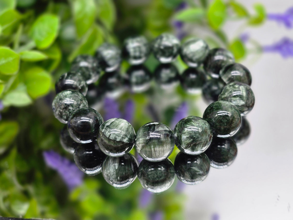 Seraphinite 16mm Beads Bracelet | Divine Healing, Angelic Connection & Spiritual Awakening Crystal Wellness