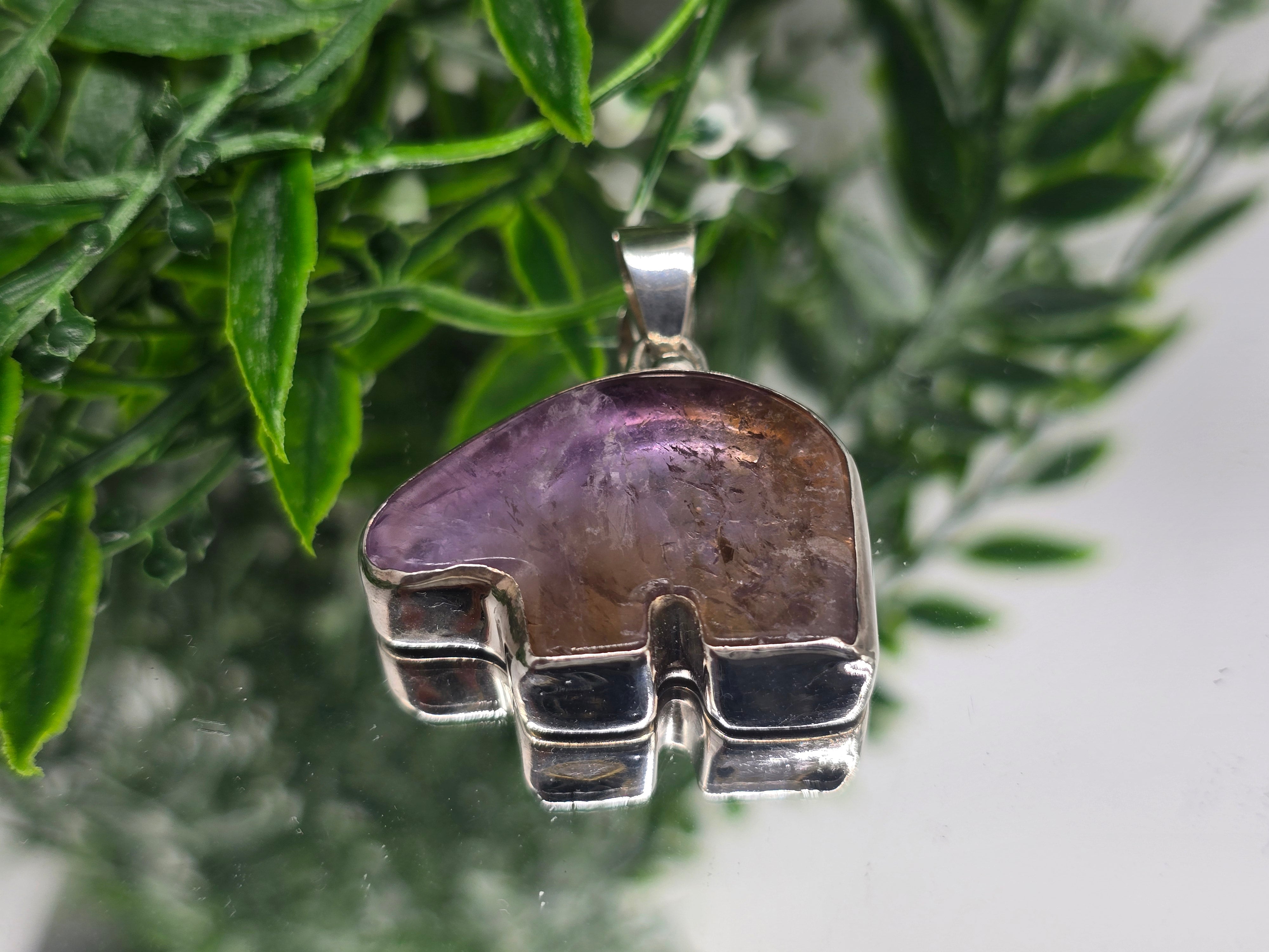 Ametrine Bear Pendant 925 Sterling Silver – Balance, Strength & Transformation Crystal Jewelry Crystal Wellness
